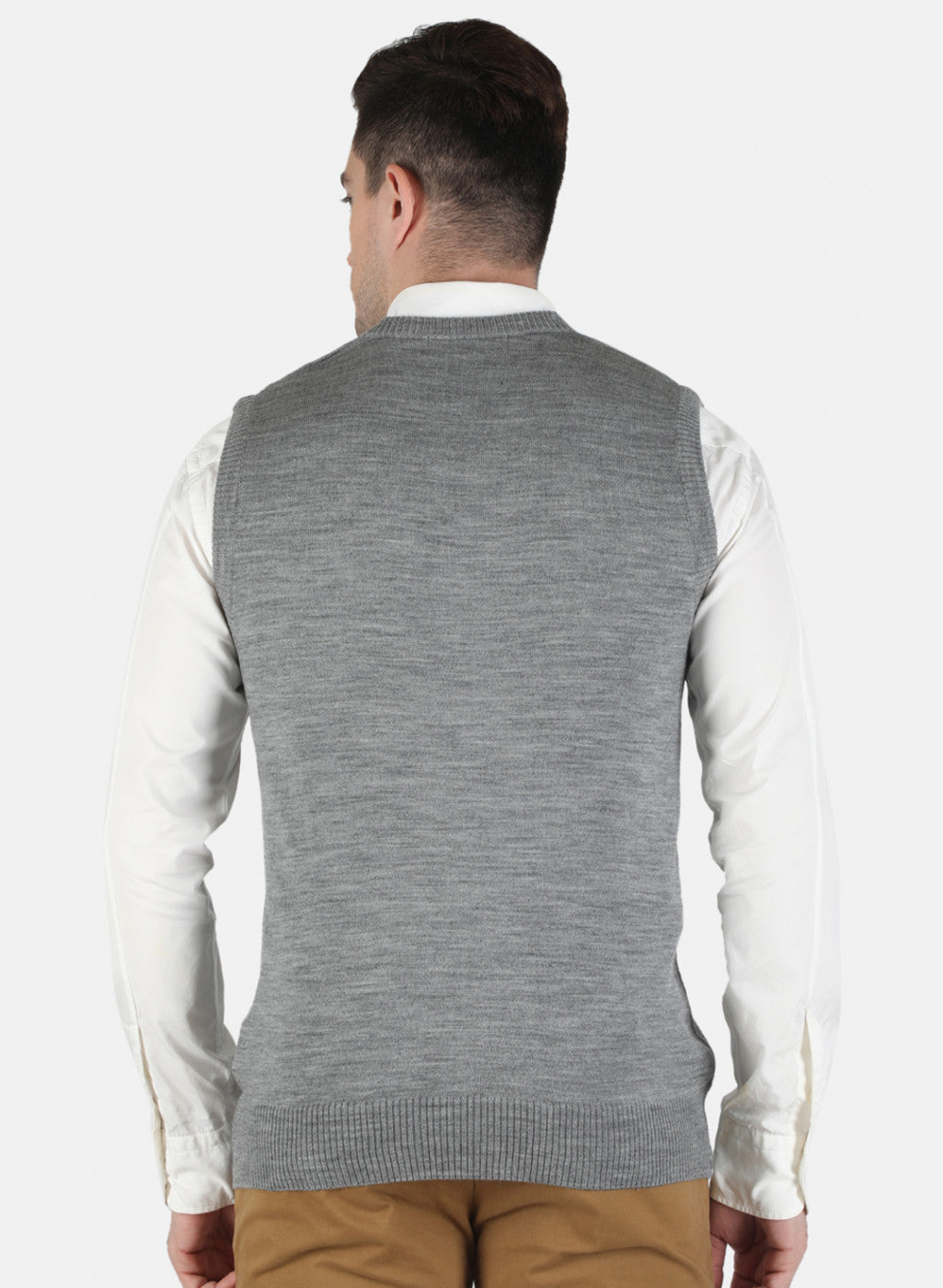 Men Grey Solid Sweater