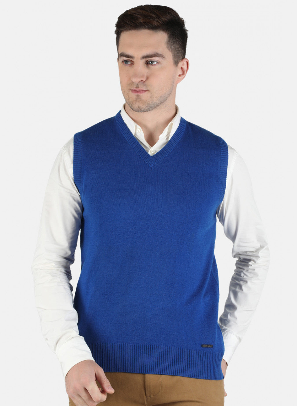 Men Blue Solid Sweater