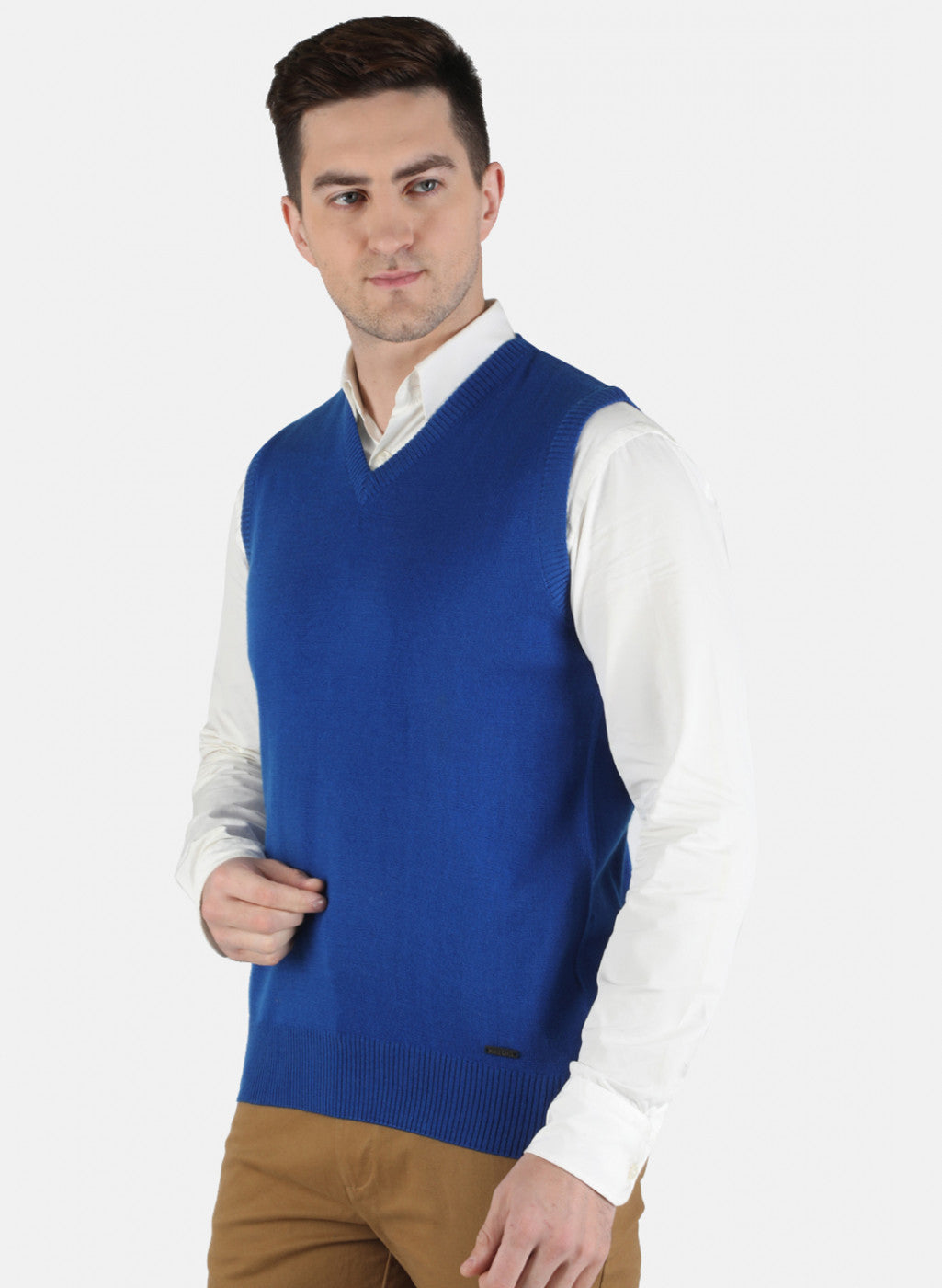 Men Blue Solid Sweater