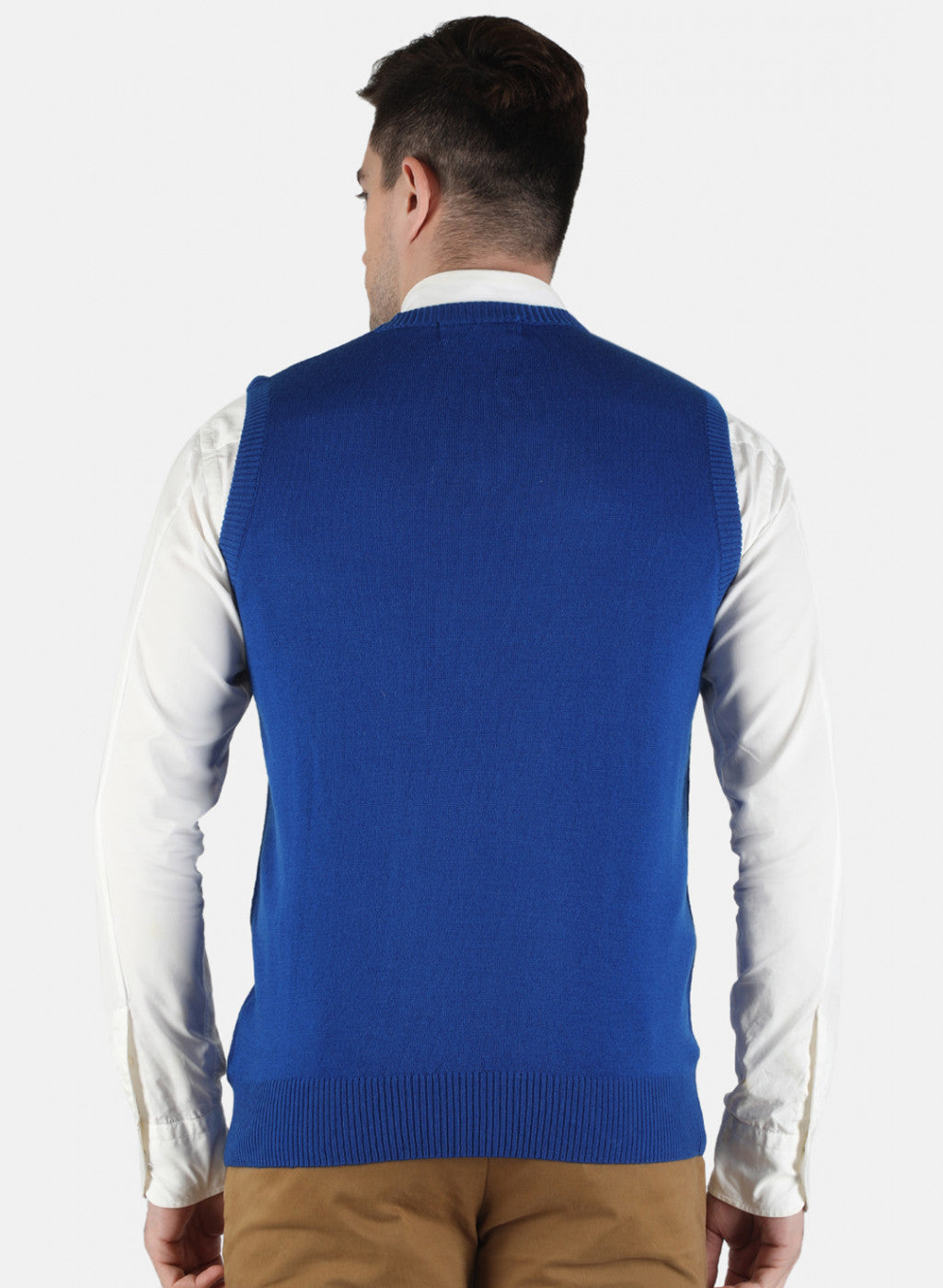 Men Blue Solid Sweater