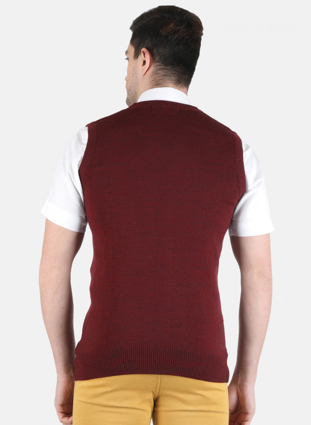 Men Maroon Solid Sweater