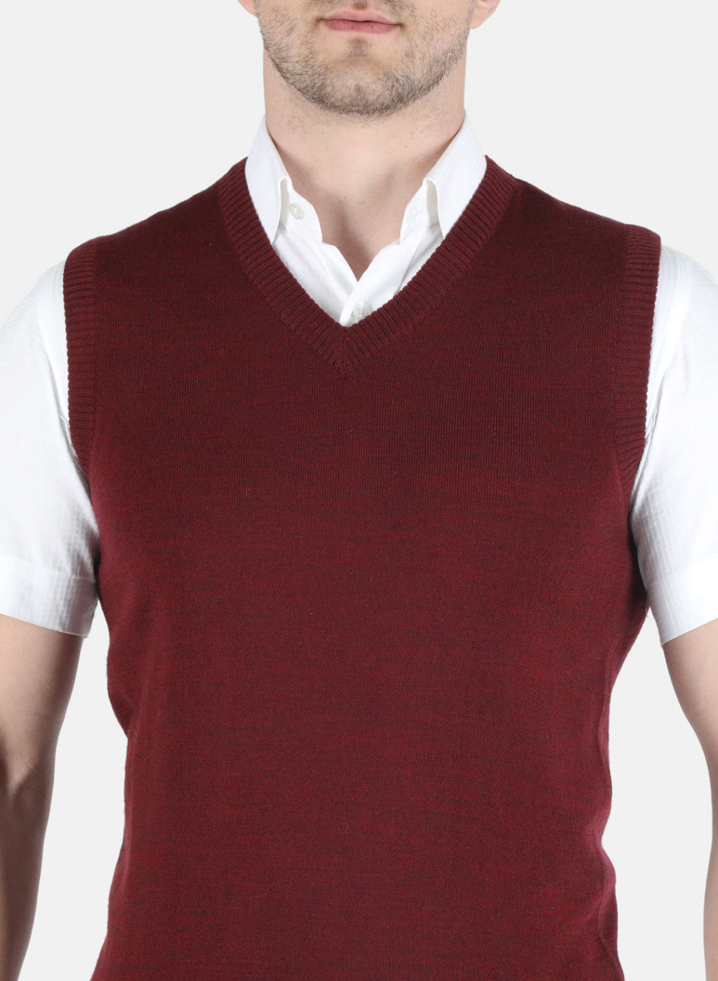 Men Maroon Solid Sweater