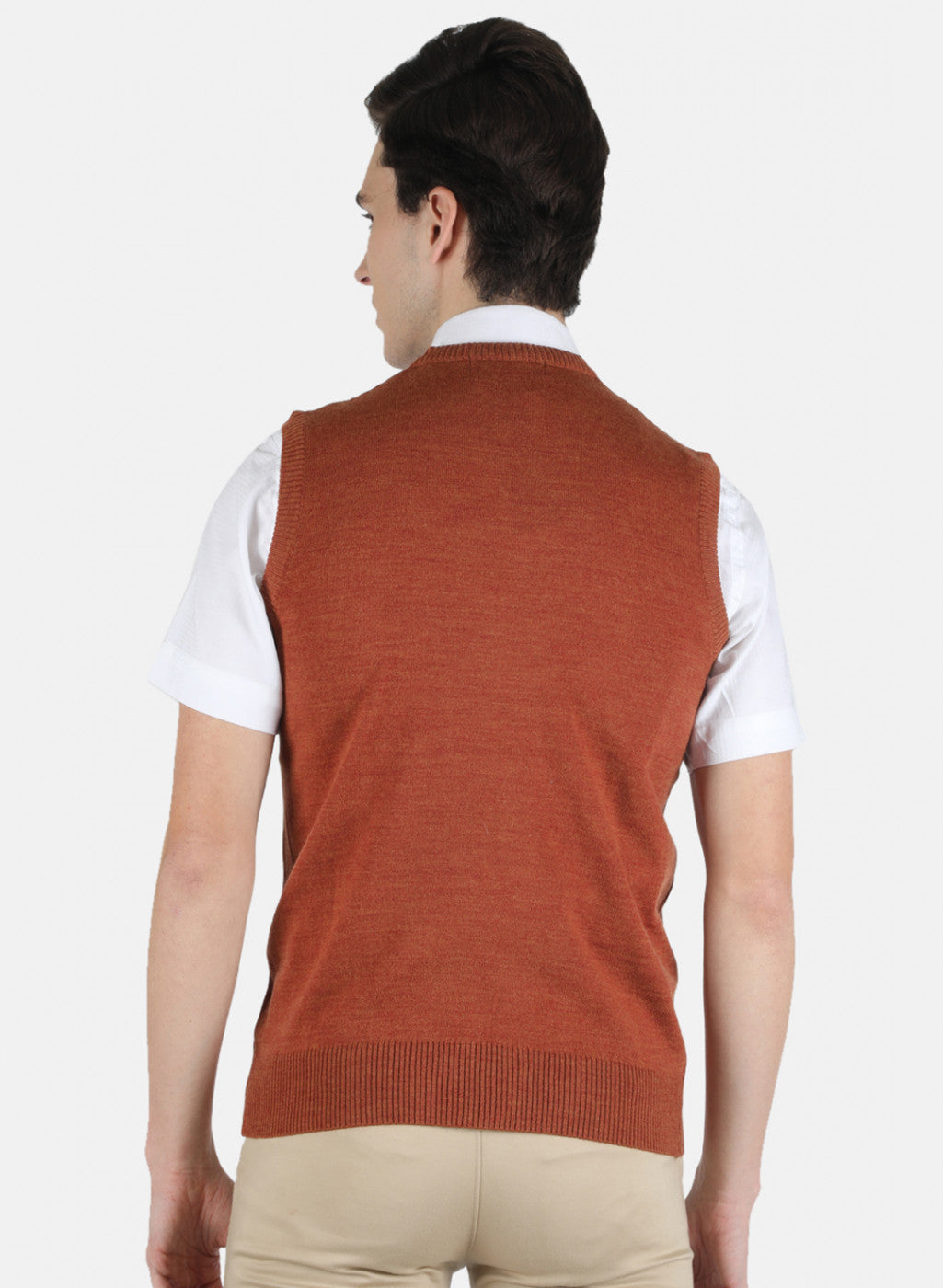 Men Orange Solid Sweater