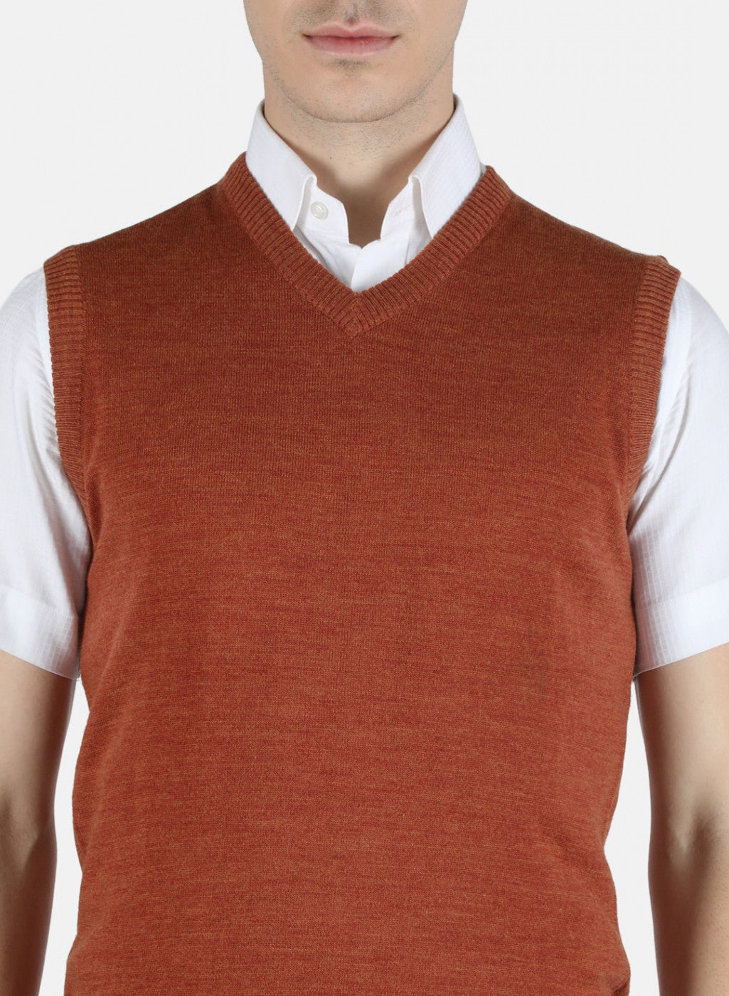 Men Orange Solid Sweater