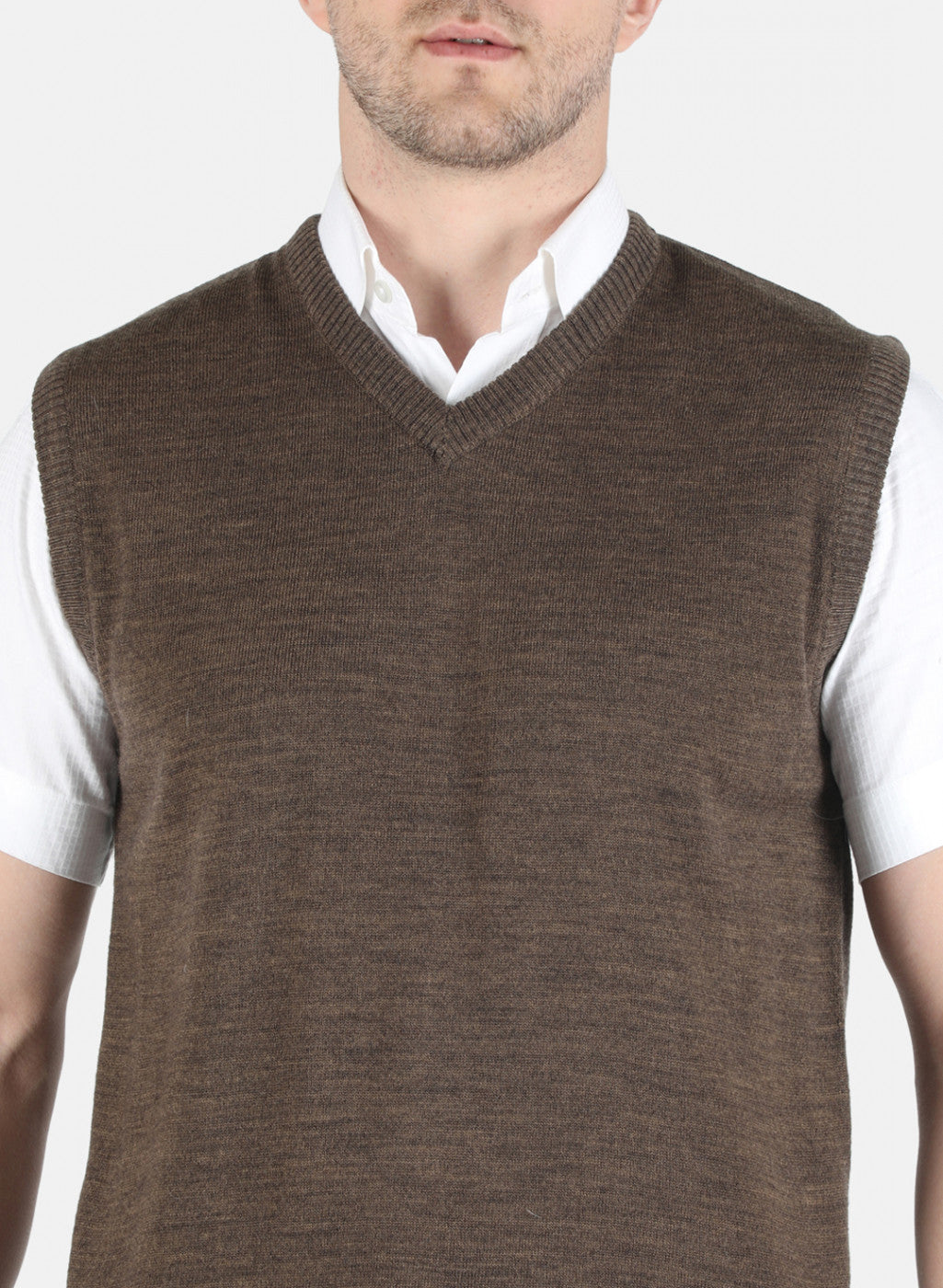 Men Brown Solid Sweater