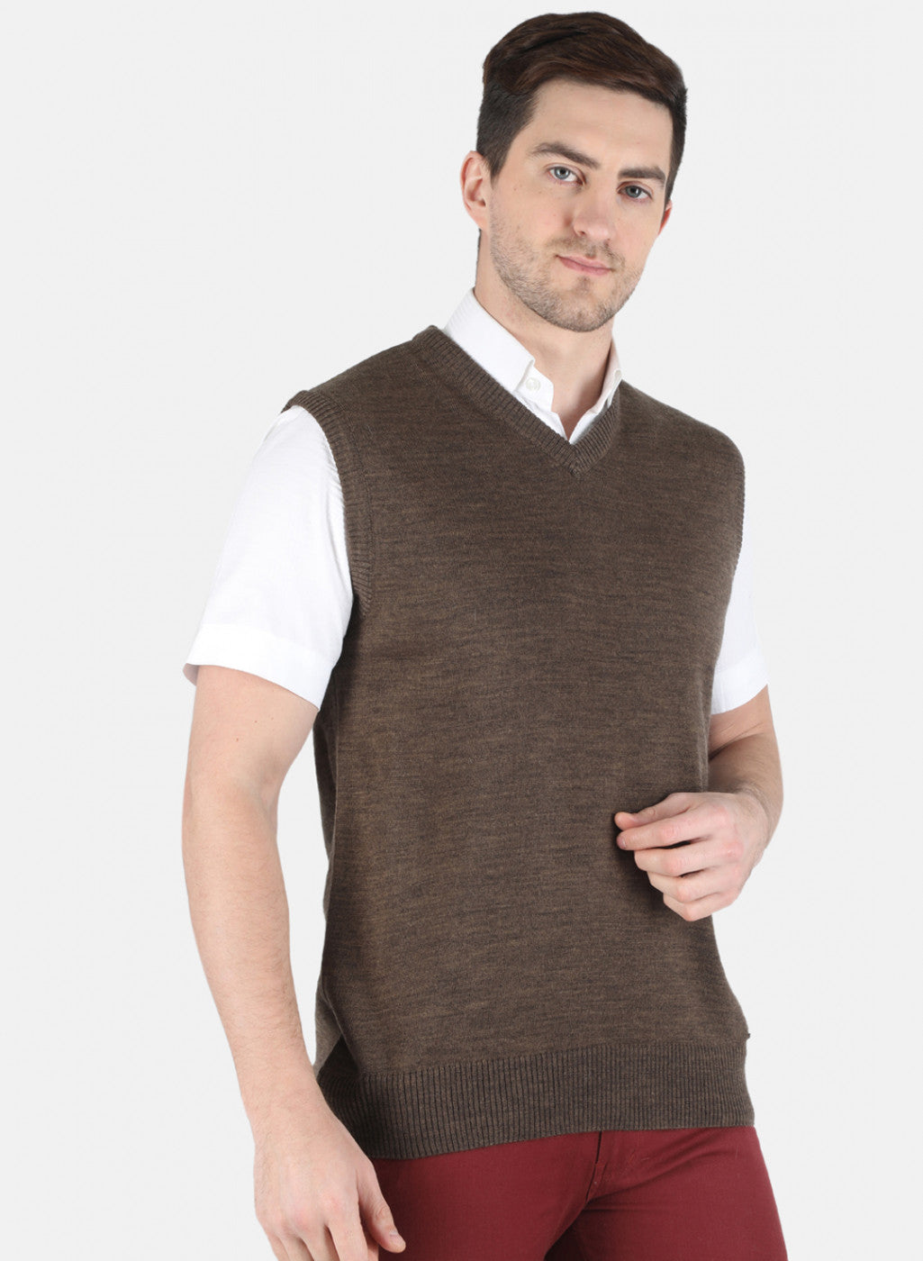 Men Brown Solid Sweater