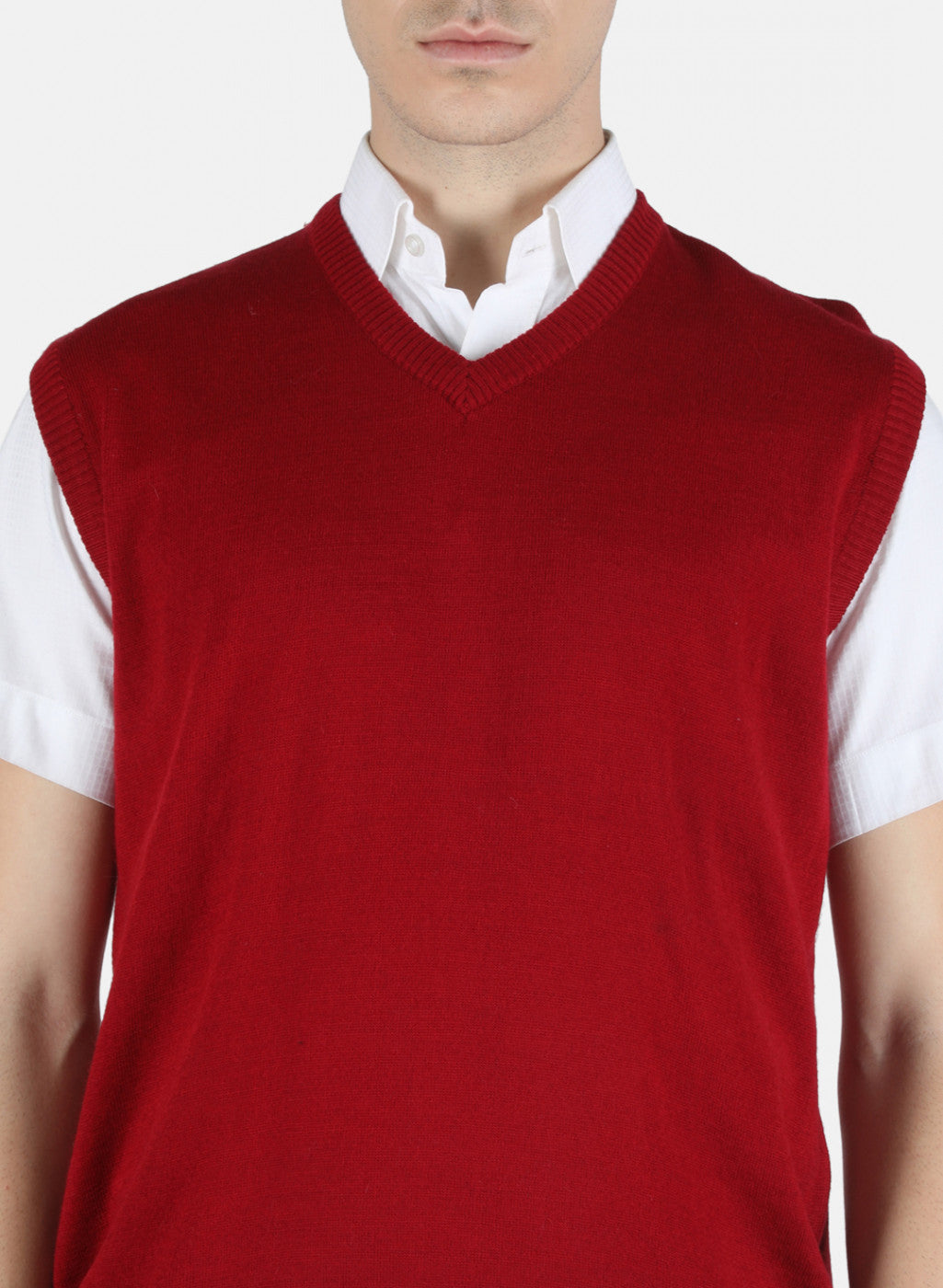 Men Maroon Solid Sweater