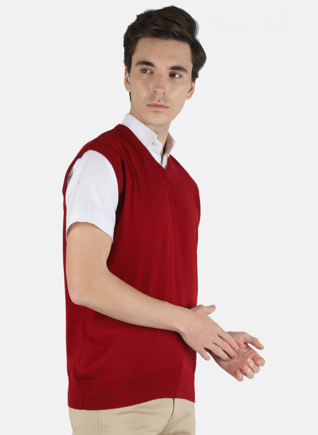 Men Maroon Solid Sweater