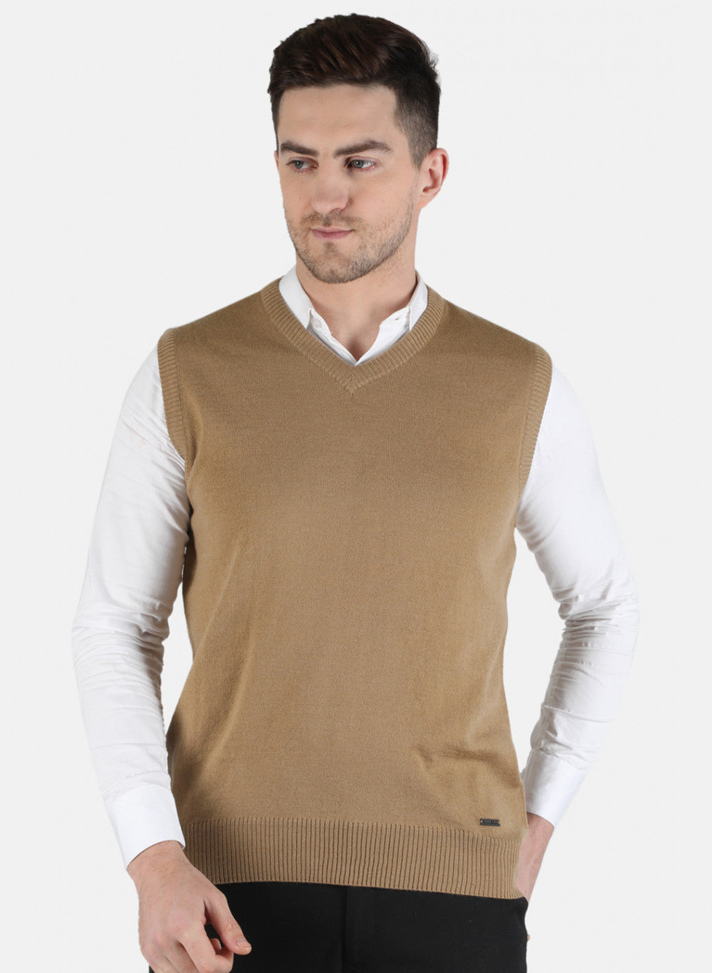 Men Brown Solid Sweater