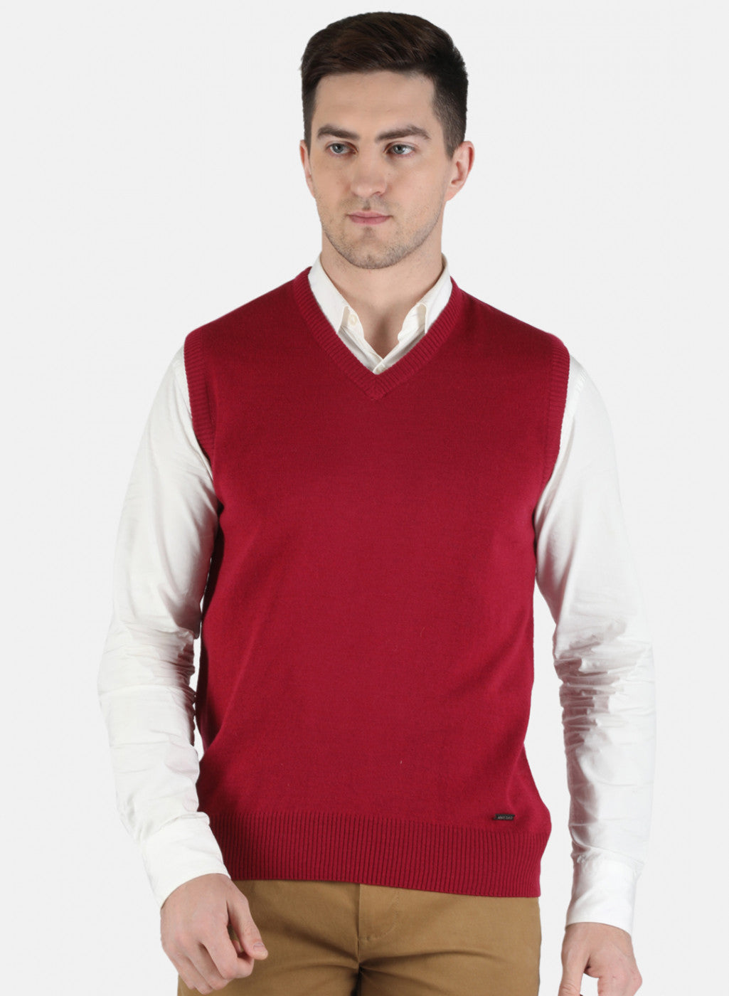 Men Red Solid Sweater