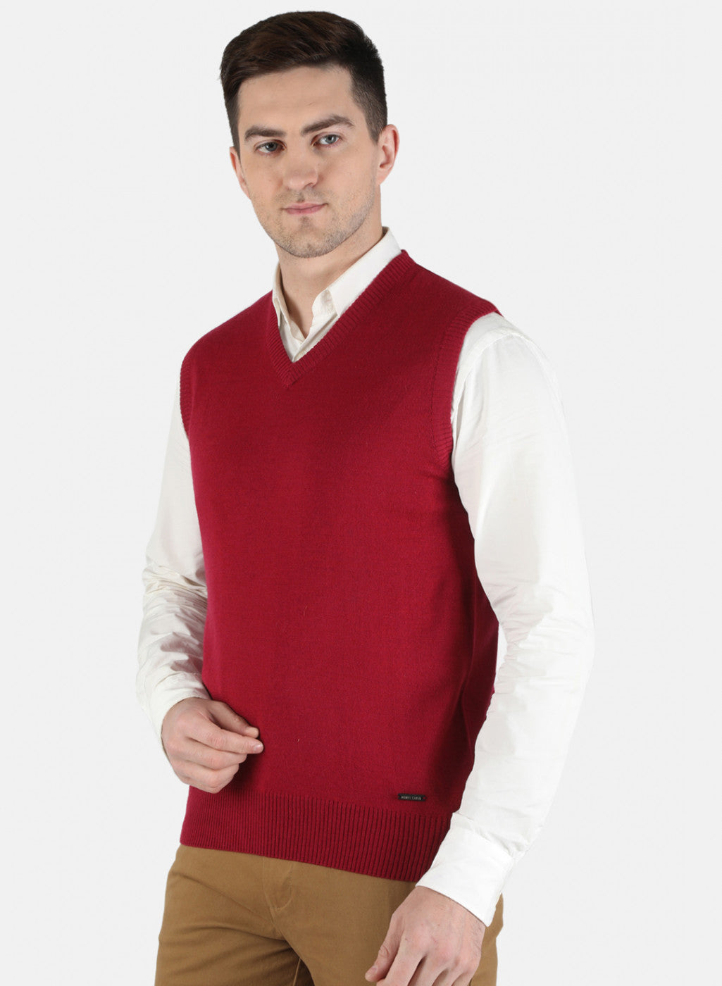 Men Red Solid Sweater