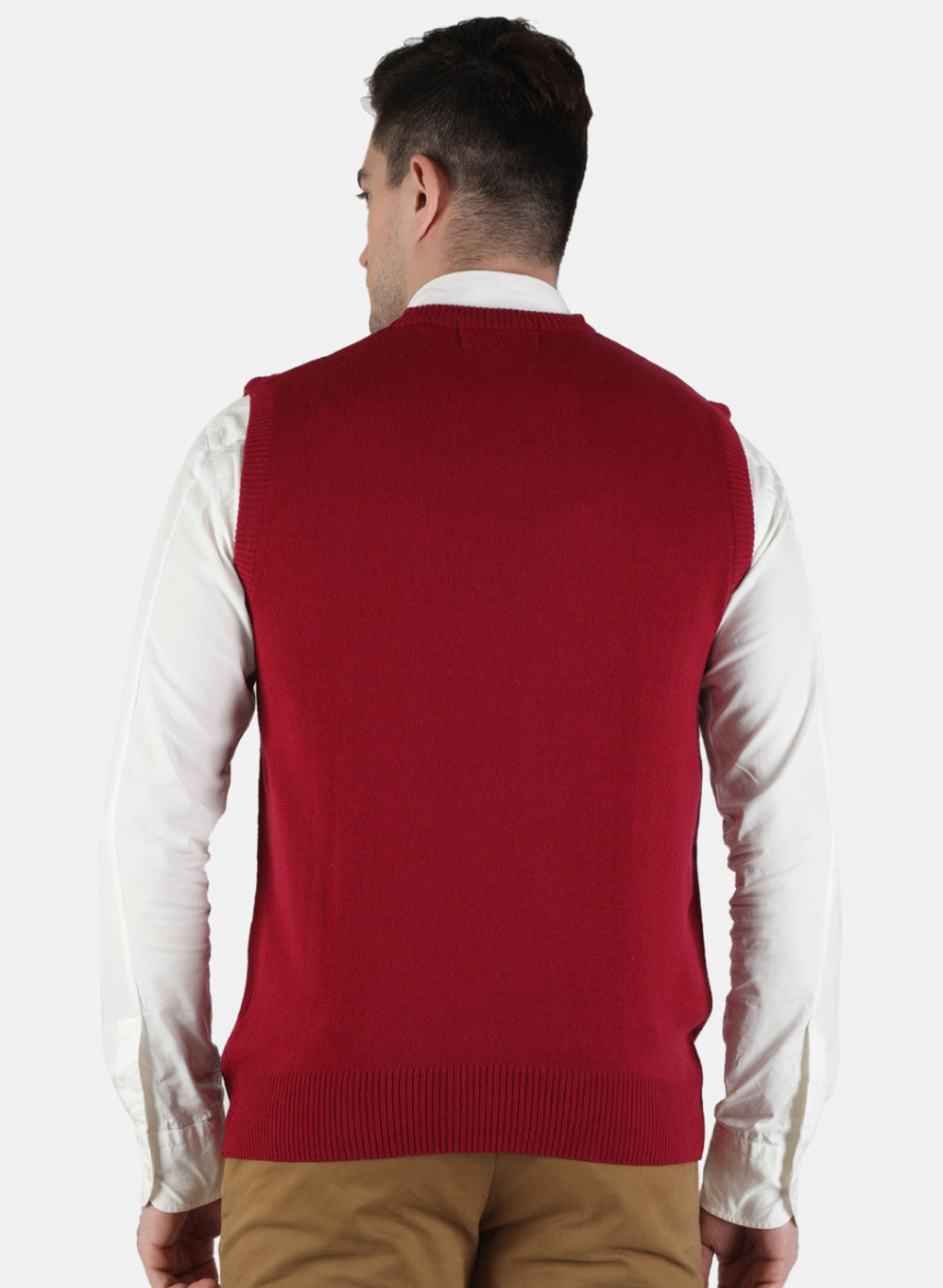 Men Red Solid Sweater