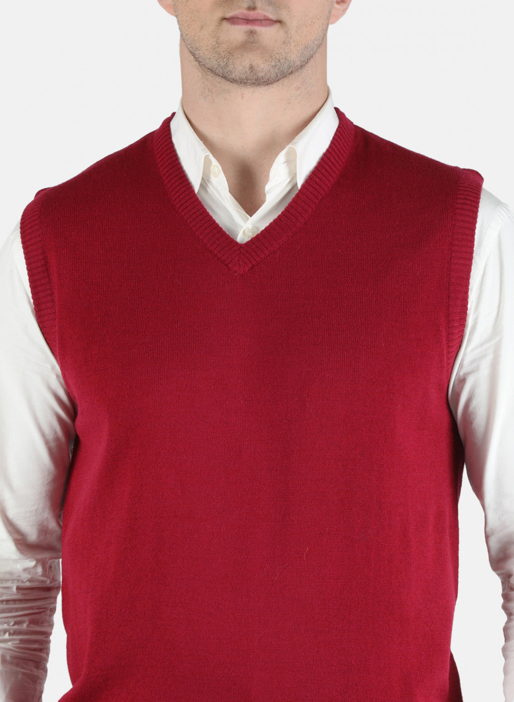 Men Red Solid Sweater