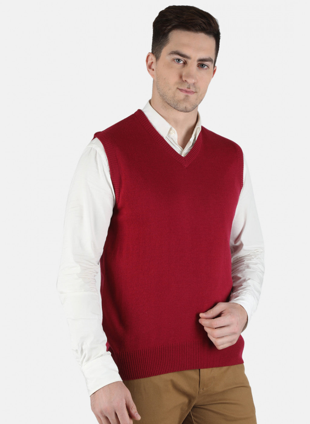 Men Red Solid Sweater