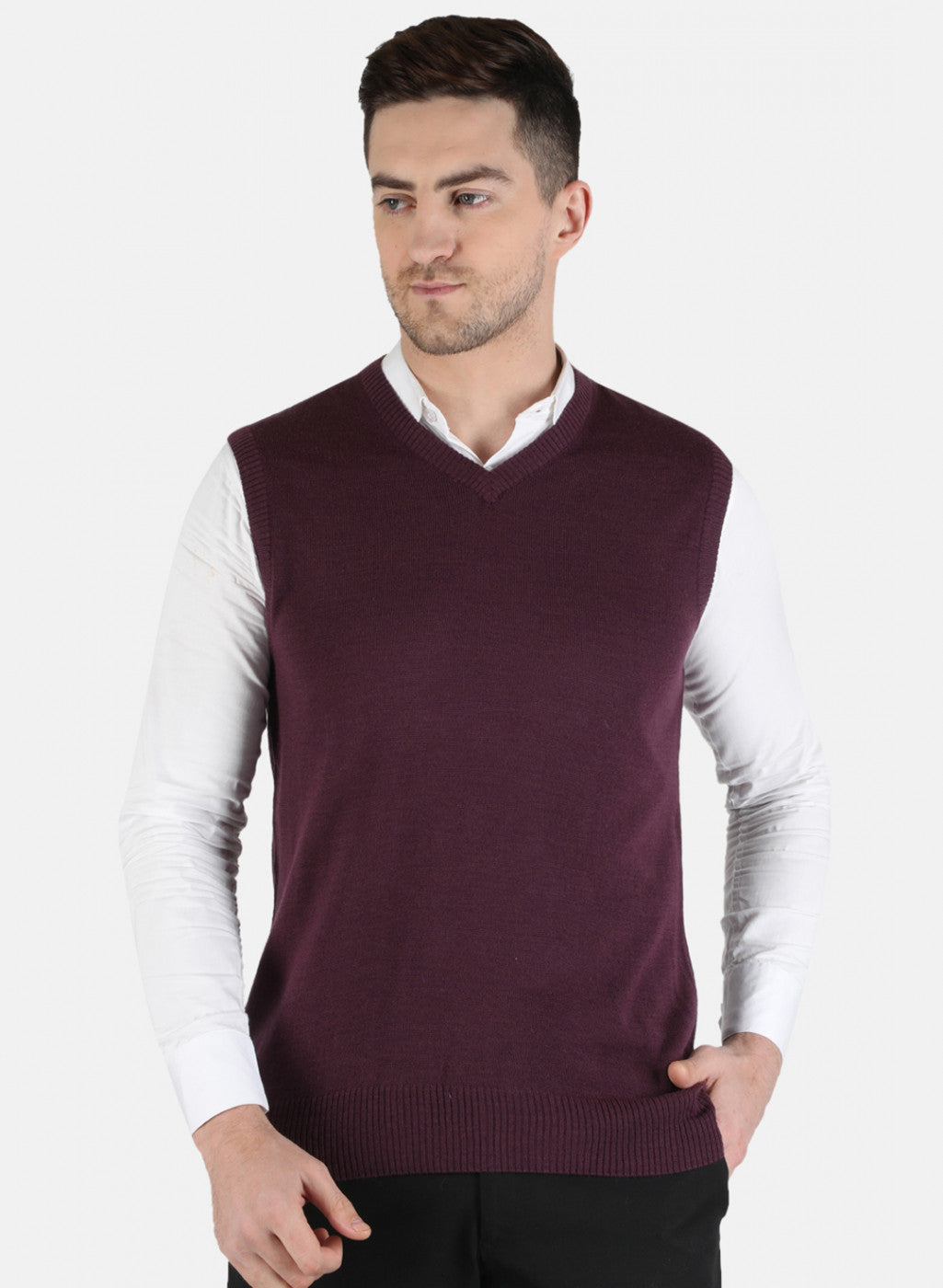 Men Purple Solid Sweater