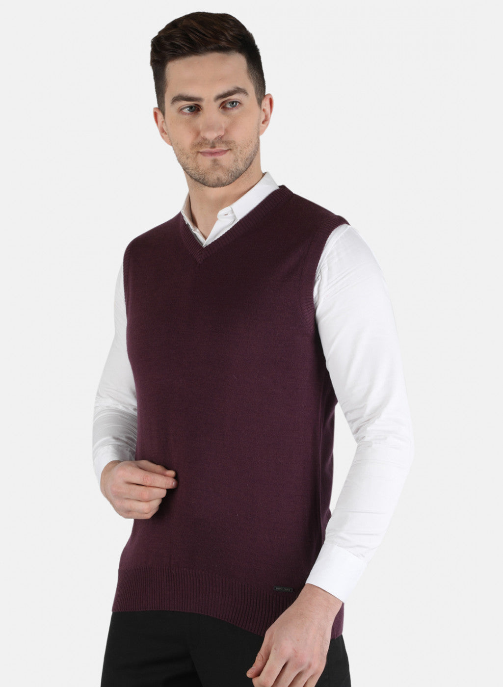 Men Purple Solid Sweater