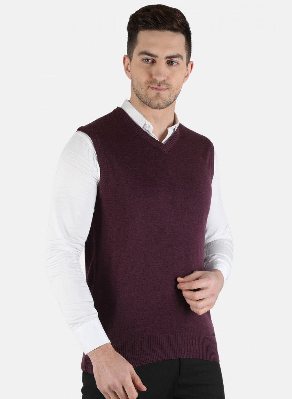 Men Purple Solid Sweater