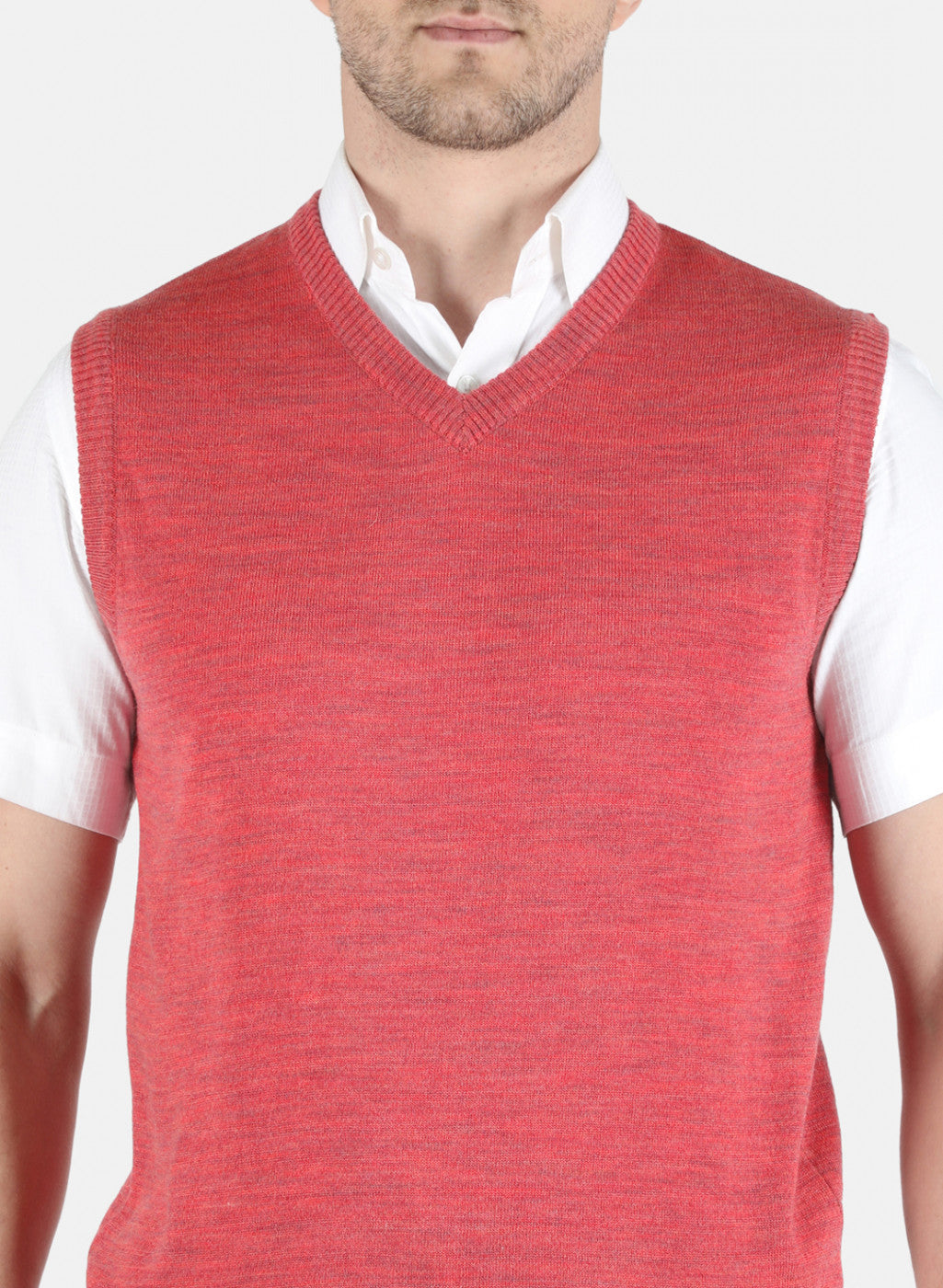 Men Light Red Solid Sweater