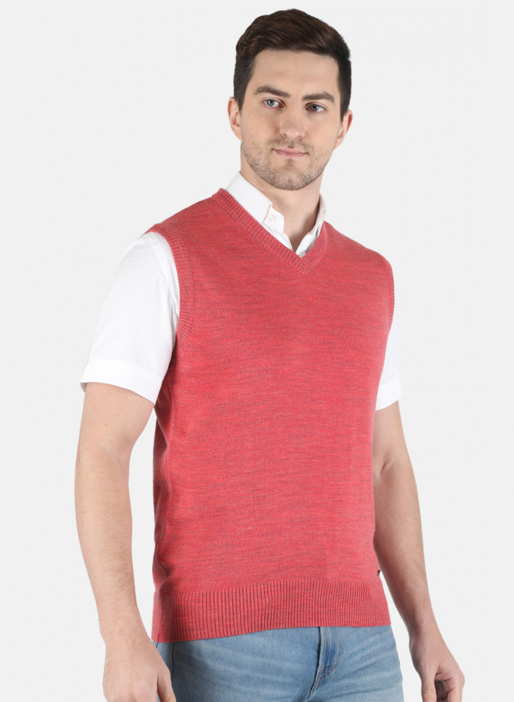 Men Light Red Solid Sweater