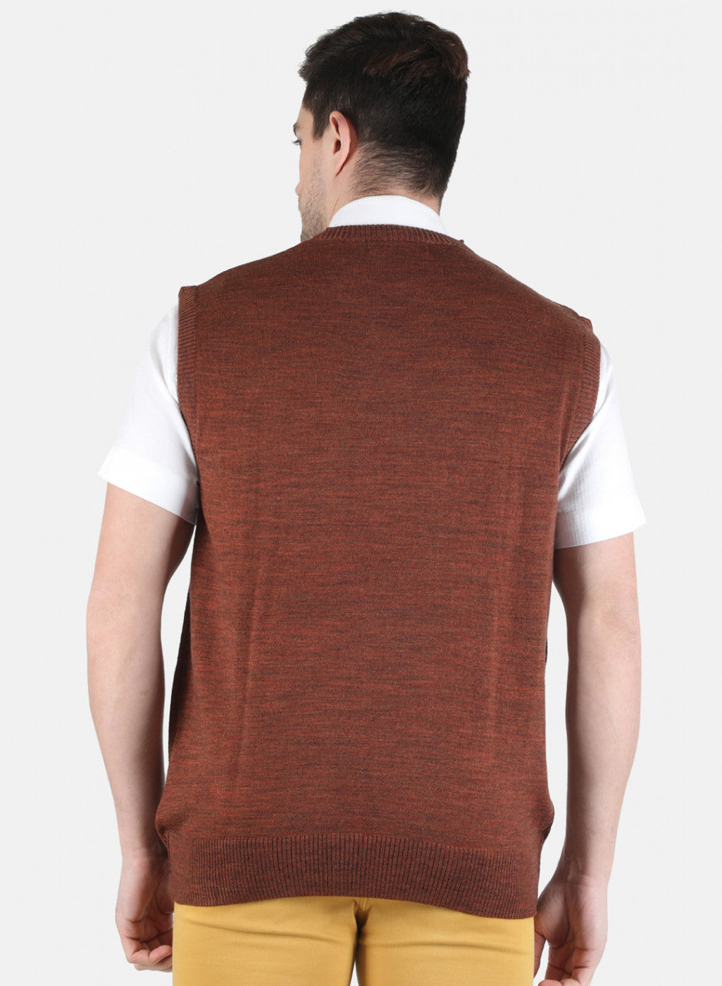 Men Brown Solid Sweater