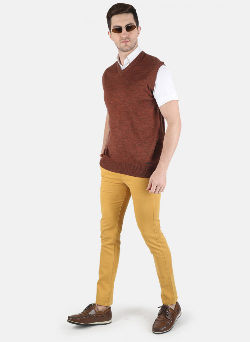 Men Brown Solid Sweater