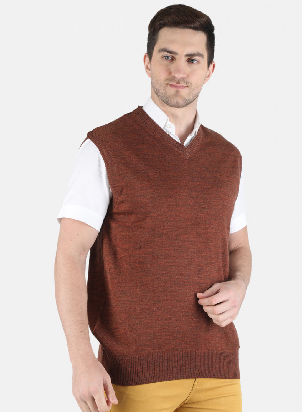 Men Brown Solid Sweater