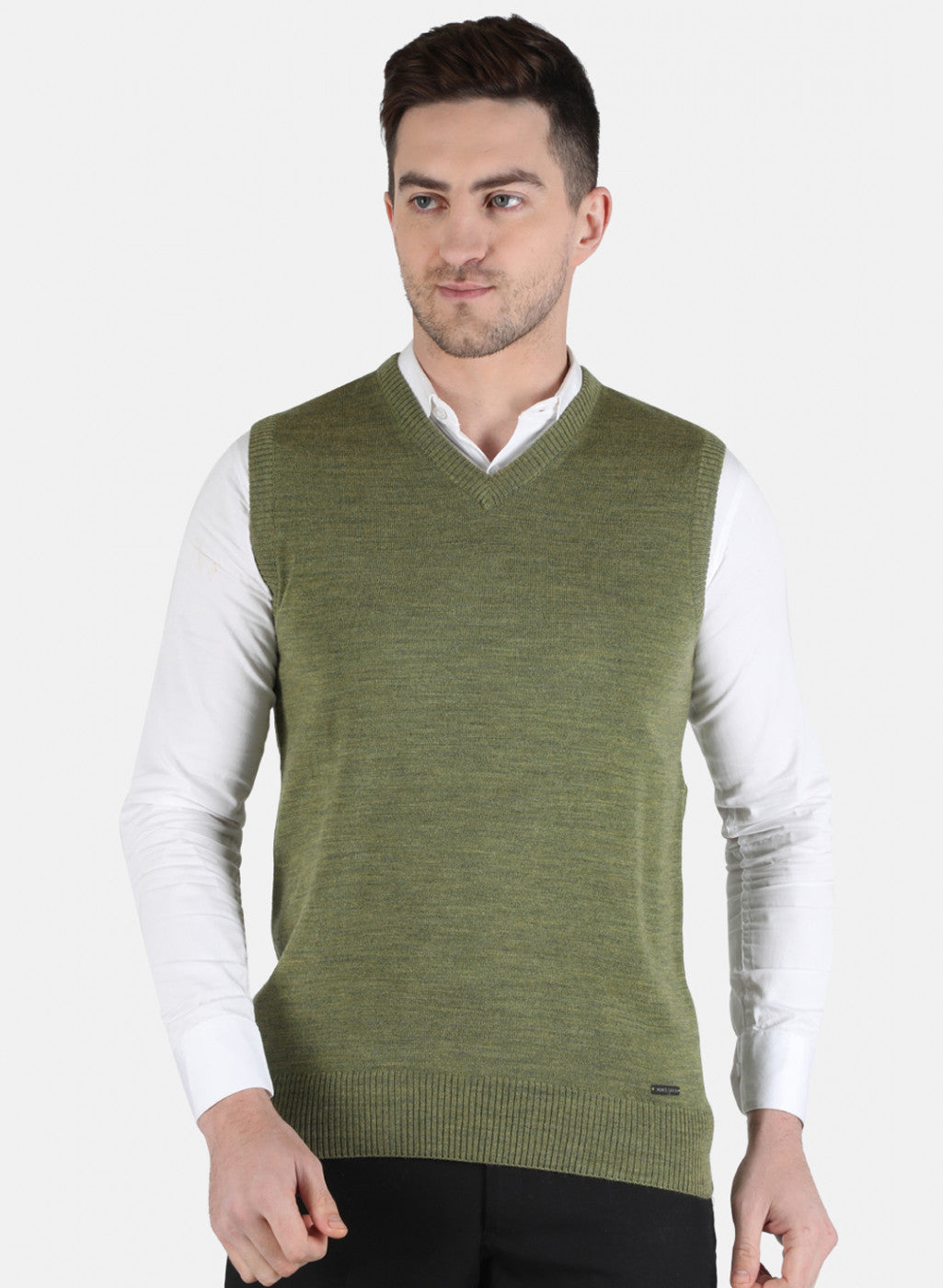 Men Olive Solid Sweater