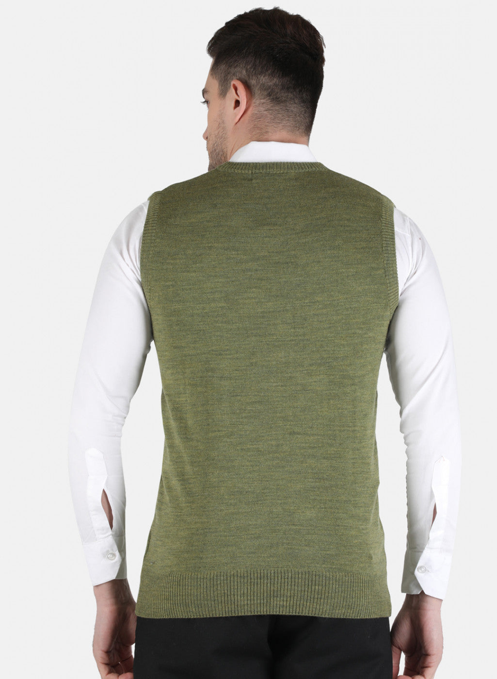 Men Olive Solid Sweater