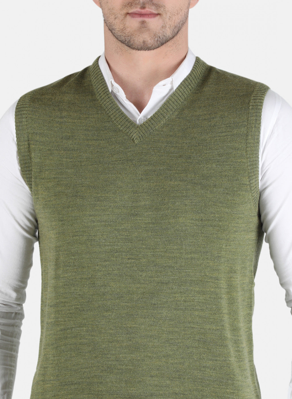 Men Olive Solid Sweater