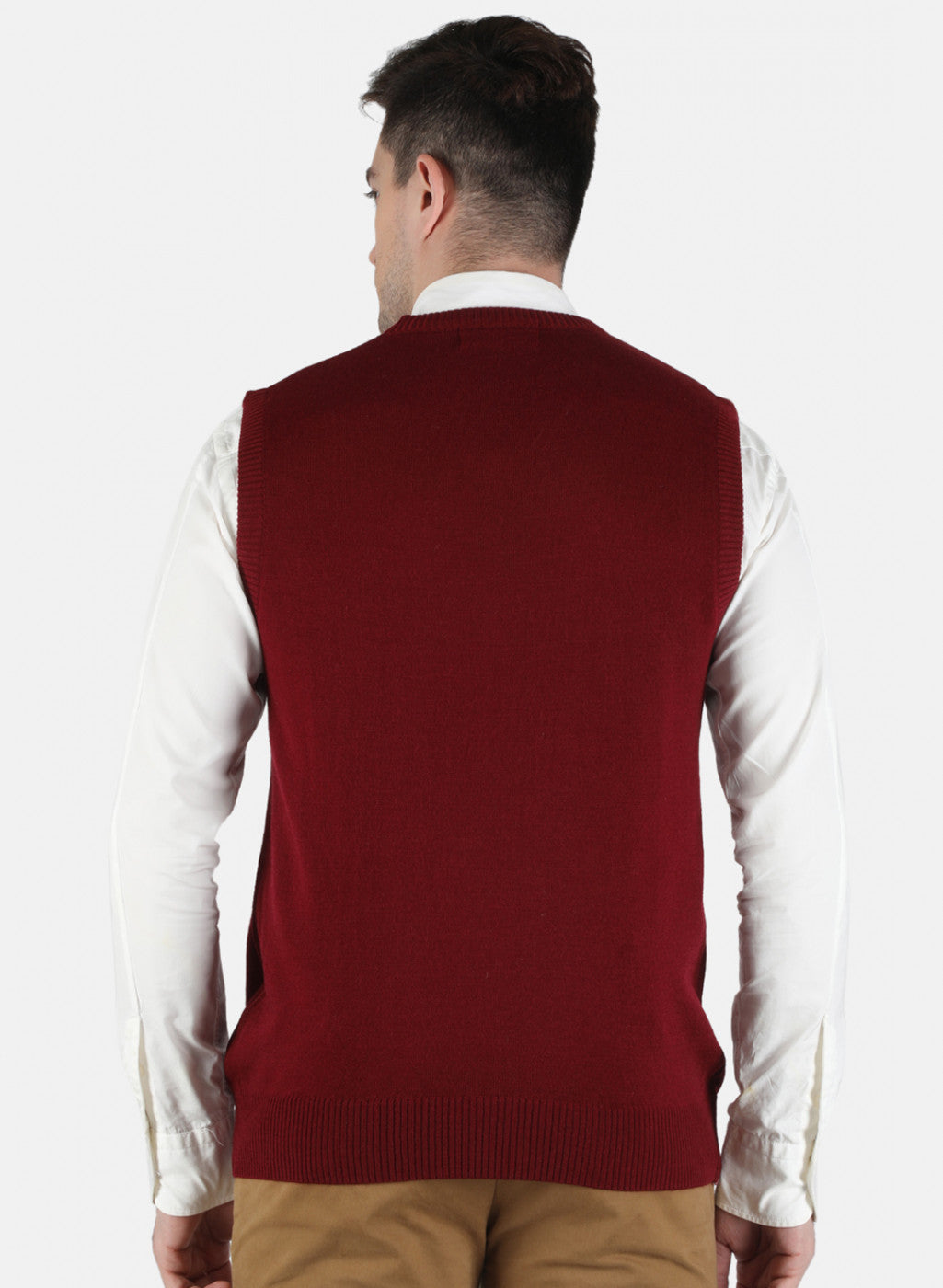 Men Maroon Solid Sweater