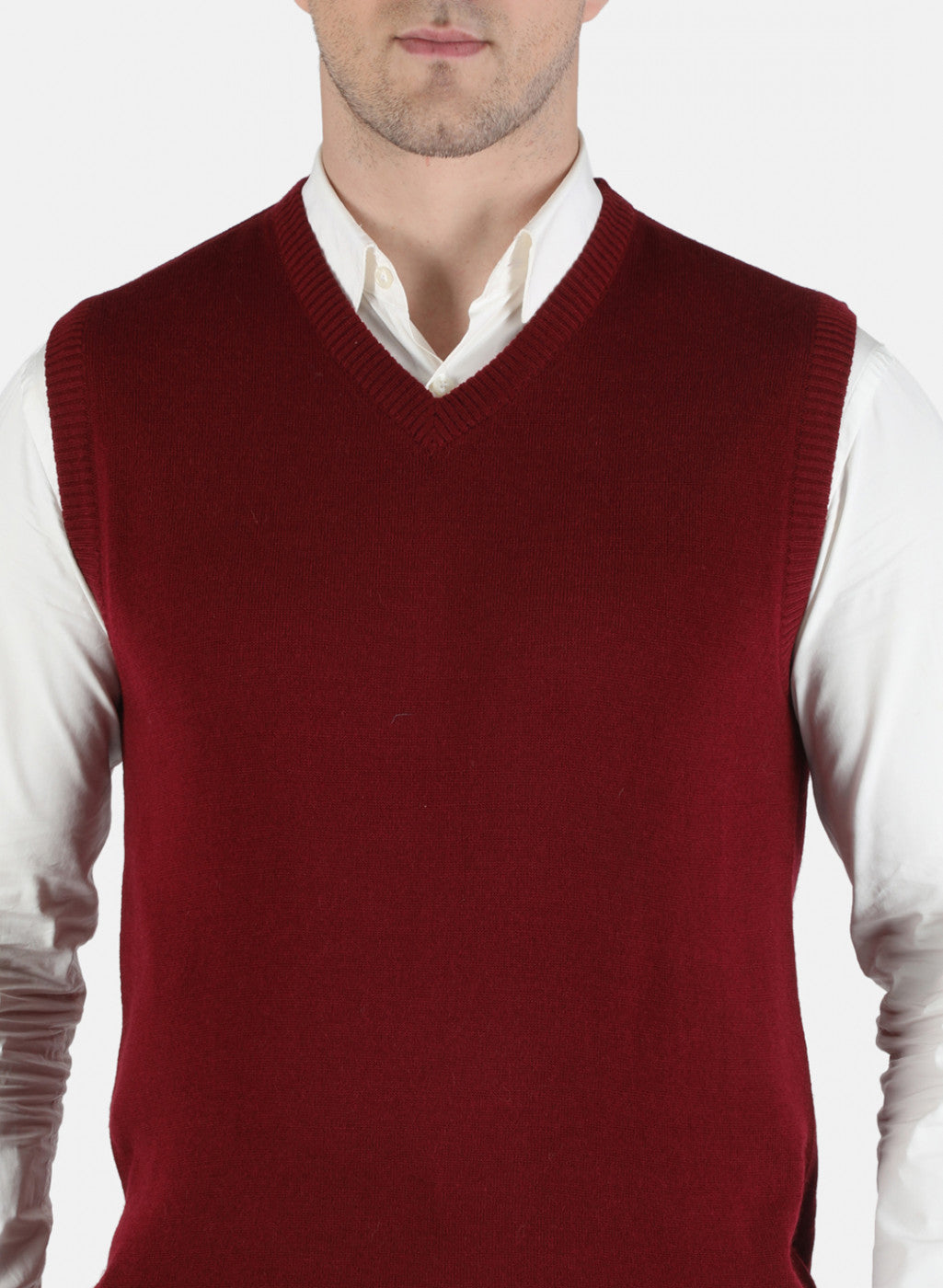 Men Maroon Solid Sweater