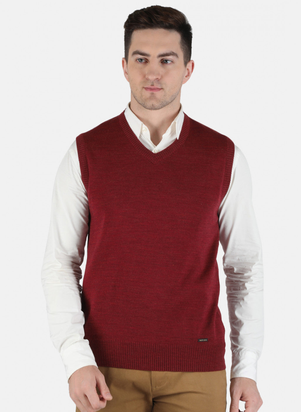 Men Maroon Solid Sweater