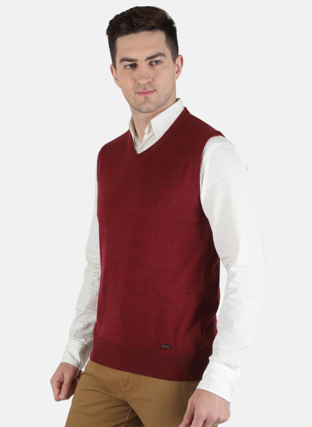 Men Maroon Solid Sweater