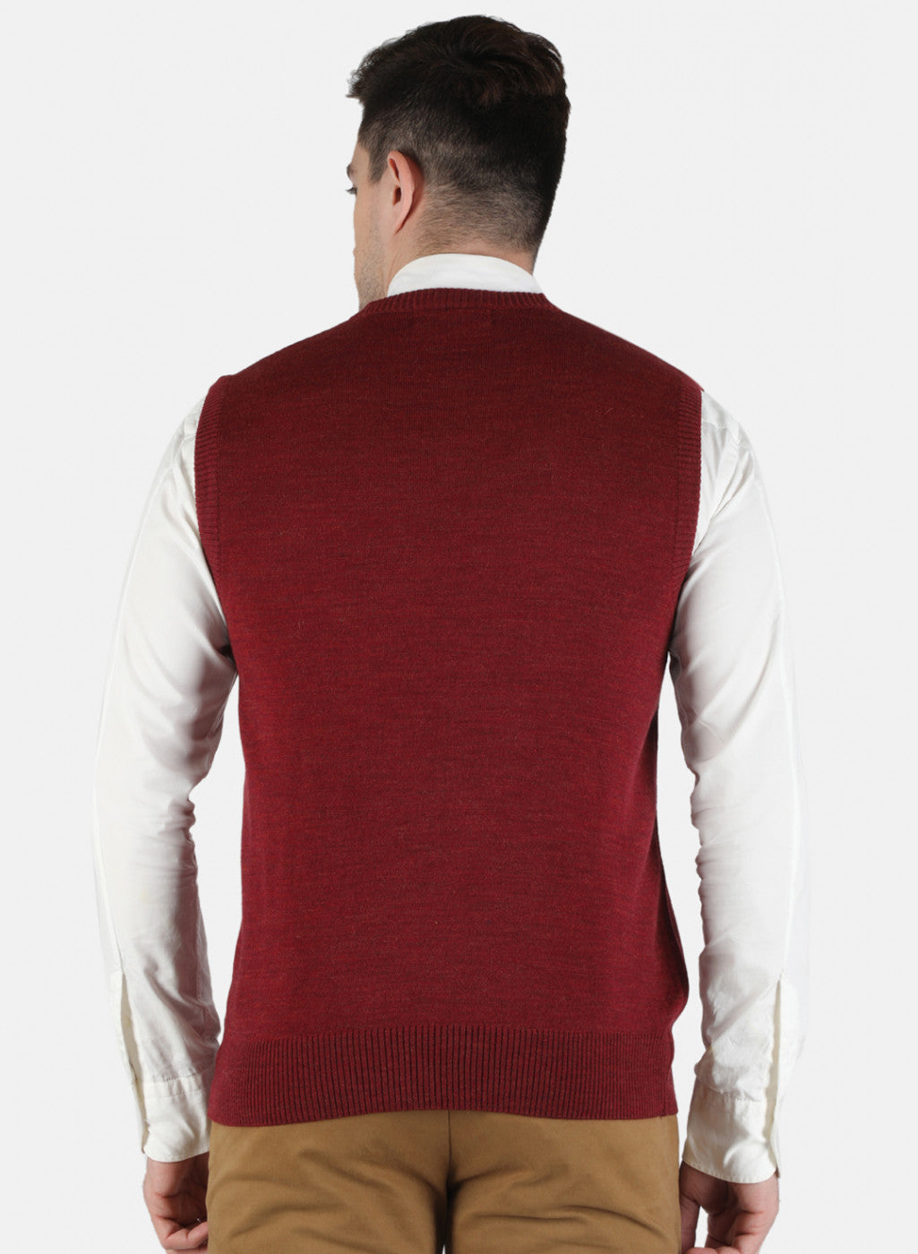 Men Maroon Solid Sweater