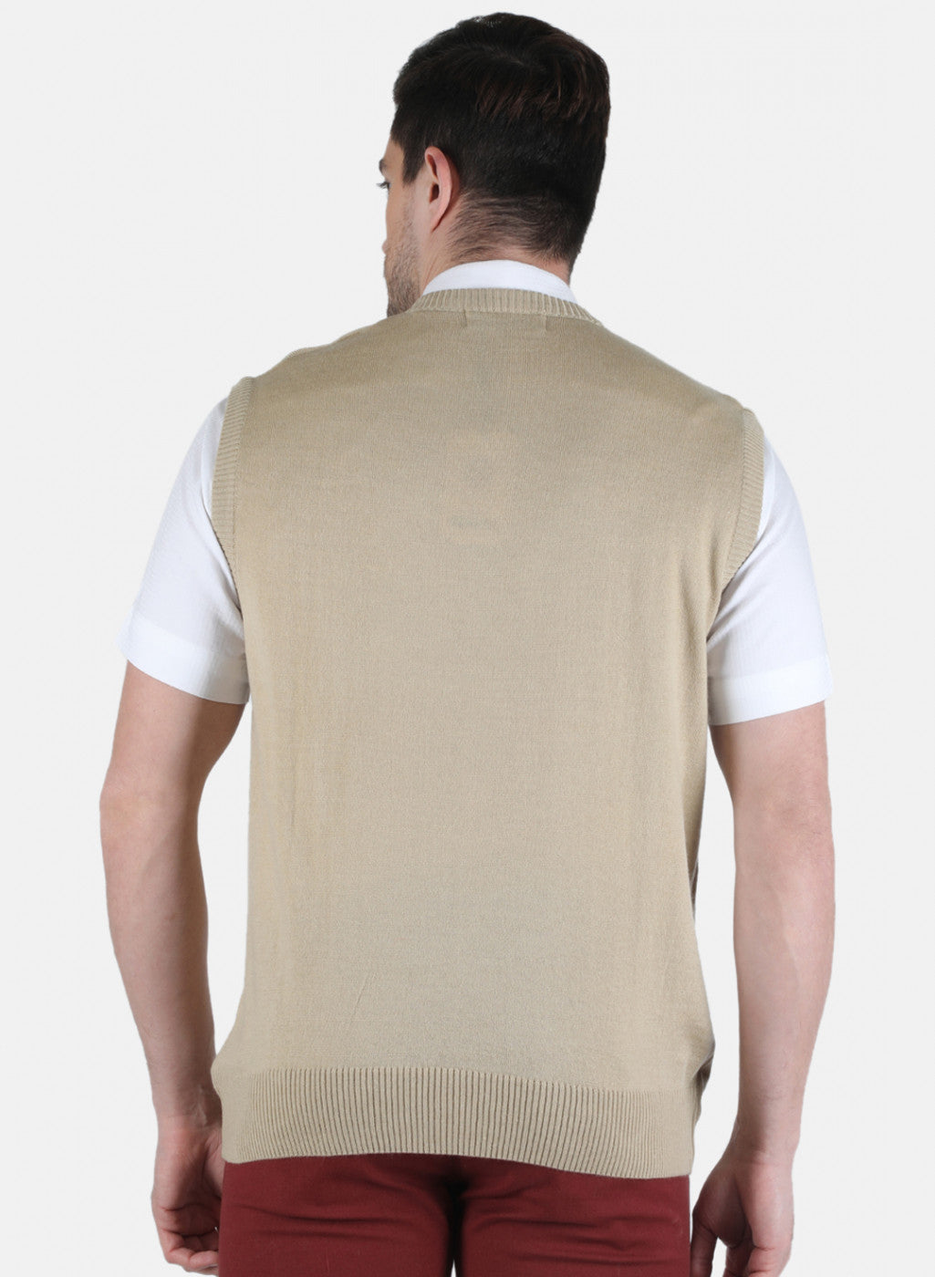 Men Beige Solid Sweater