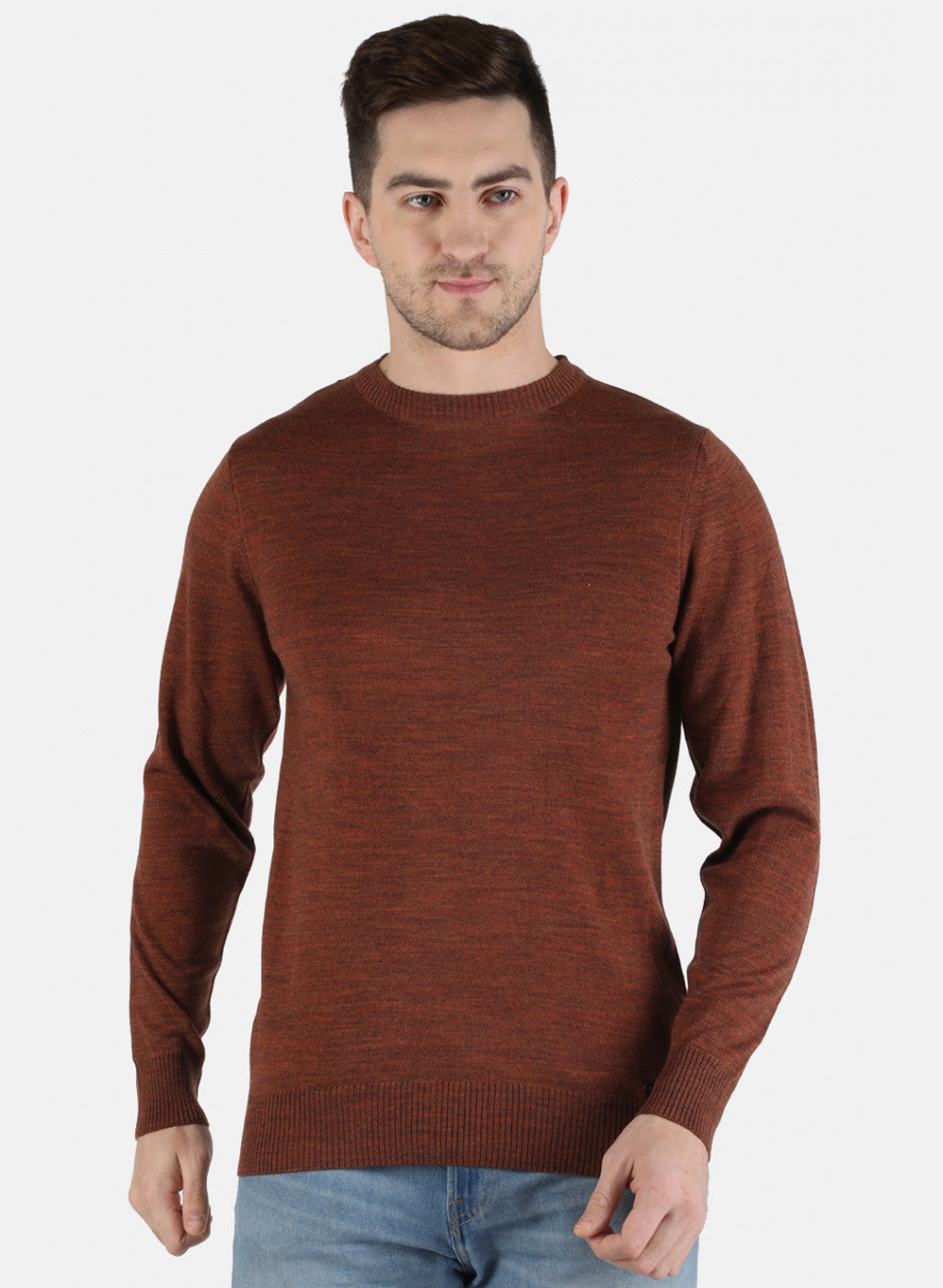 Men Brown Solid Pullover