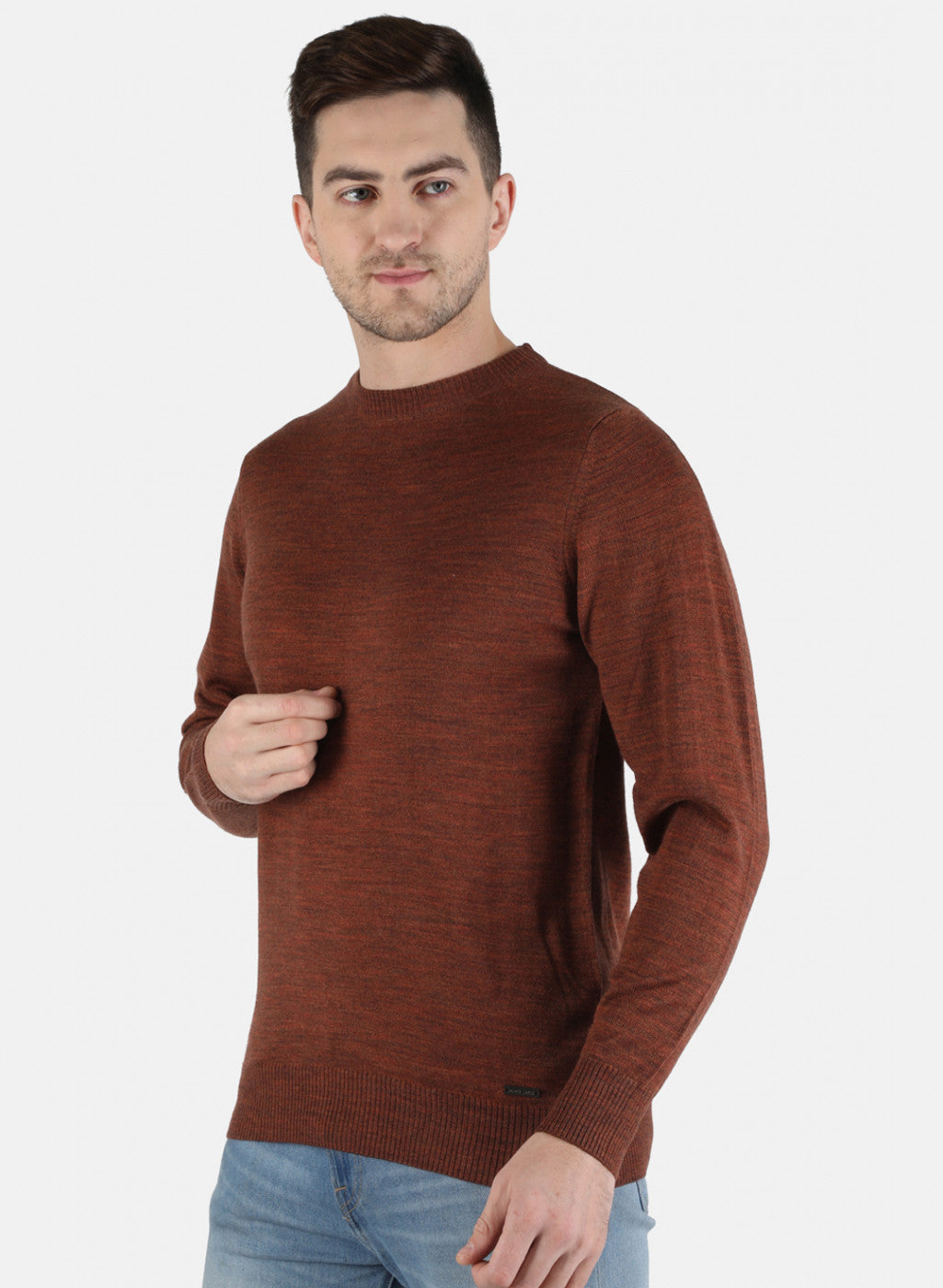 Men Brown Solid Pullover