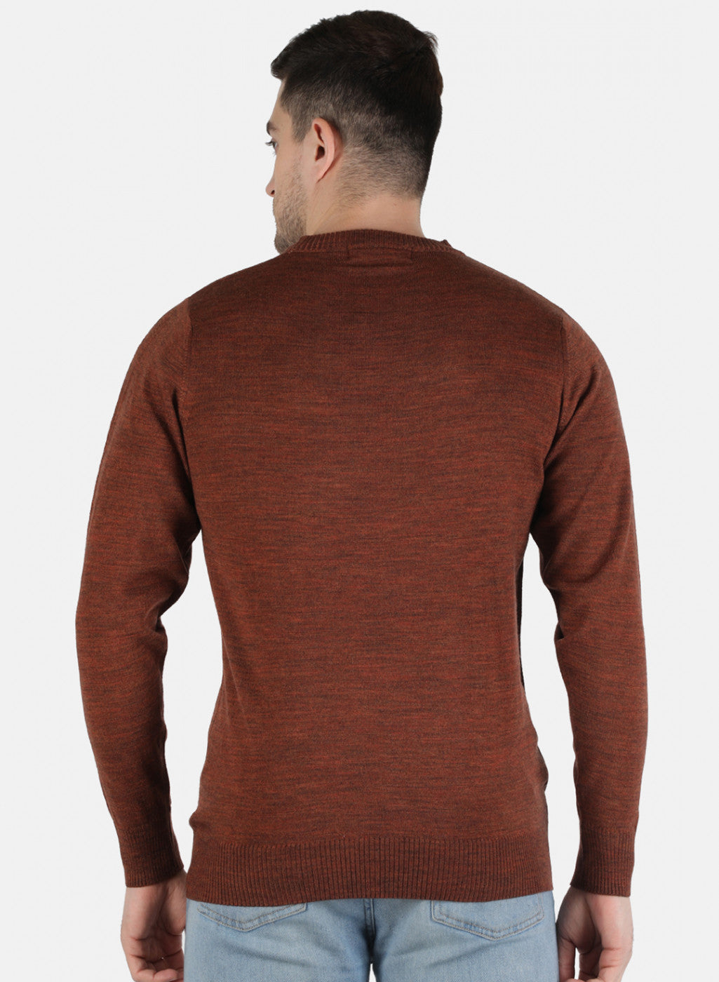 Men Brown Solid Pullover