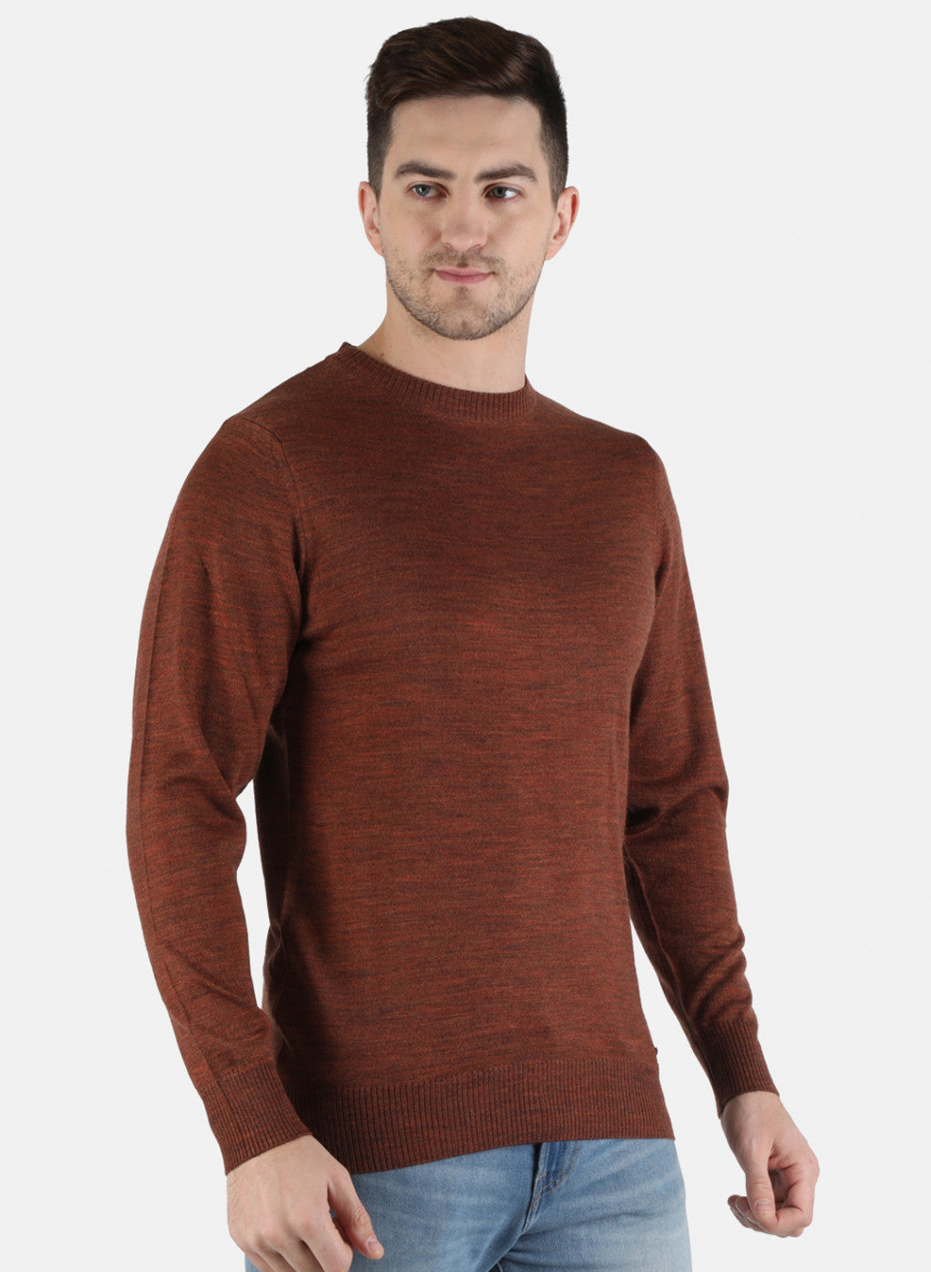 Men Brown Solid Pullover