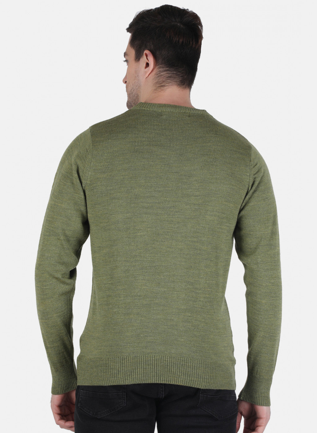 Men Olive Solid Pullover