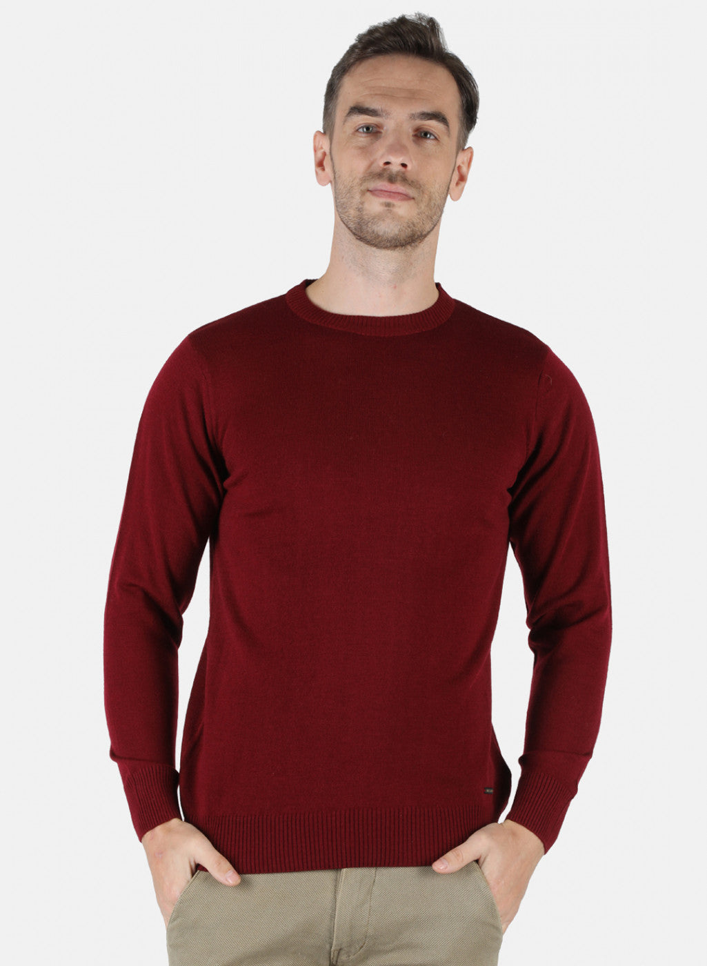 Men Maroon Solid Pullover