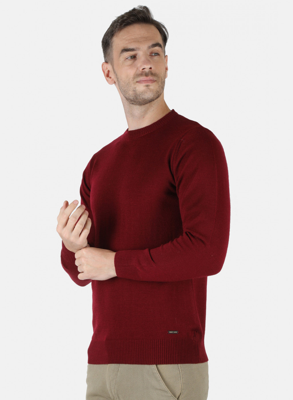 Men Maroon Solid Pullover