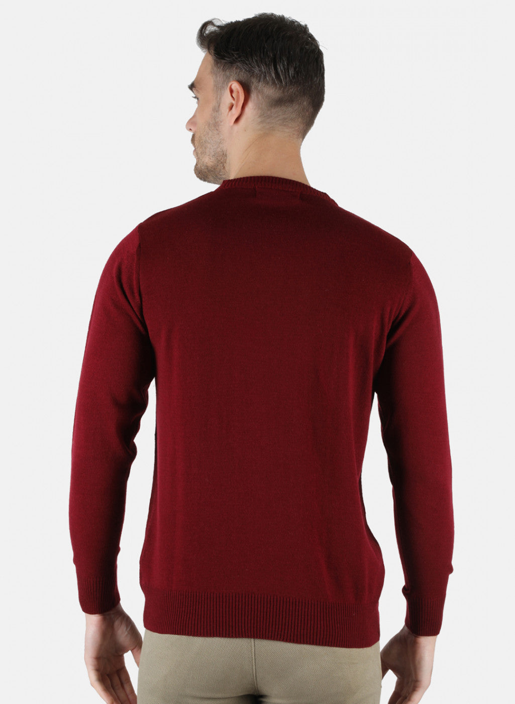 Men Maroon Solid Pullover