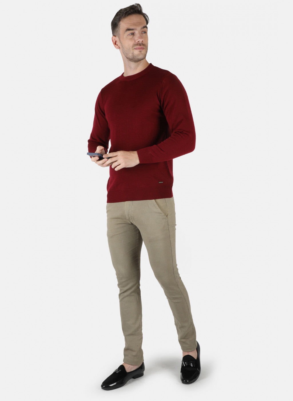 Men Maroon Solid Pullover