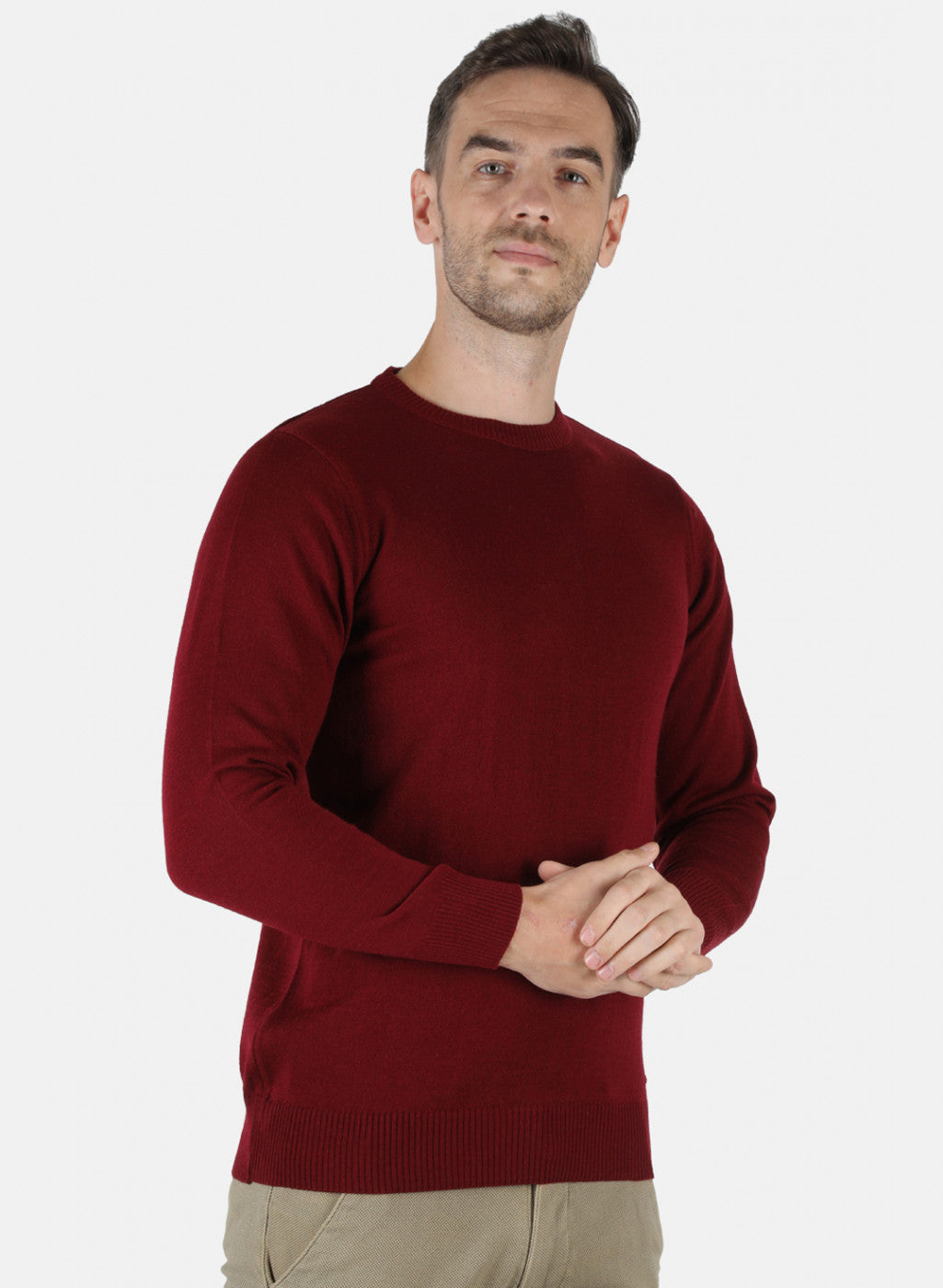 Men Maroon Solid Pullover