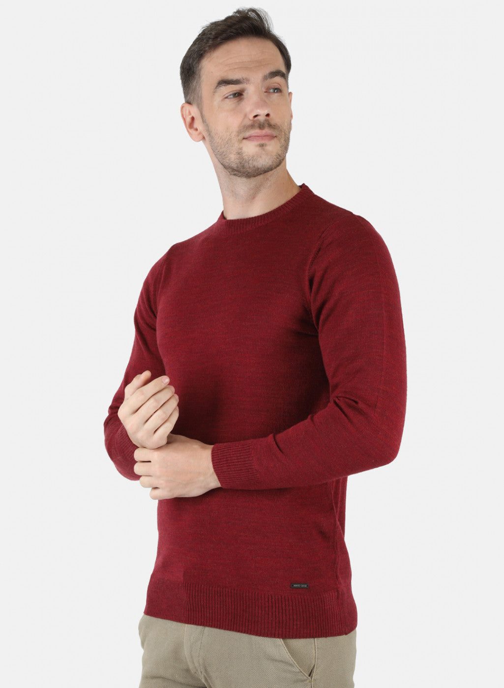 Men Maroon Solid Pullover