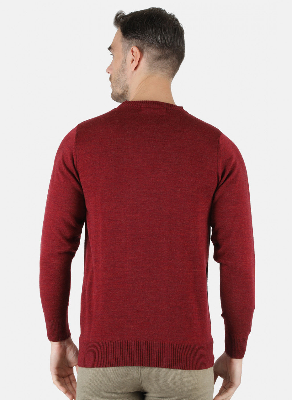 Men Maroon Solid Pullover