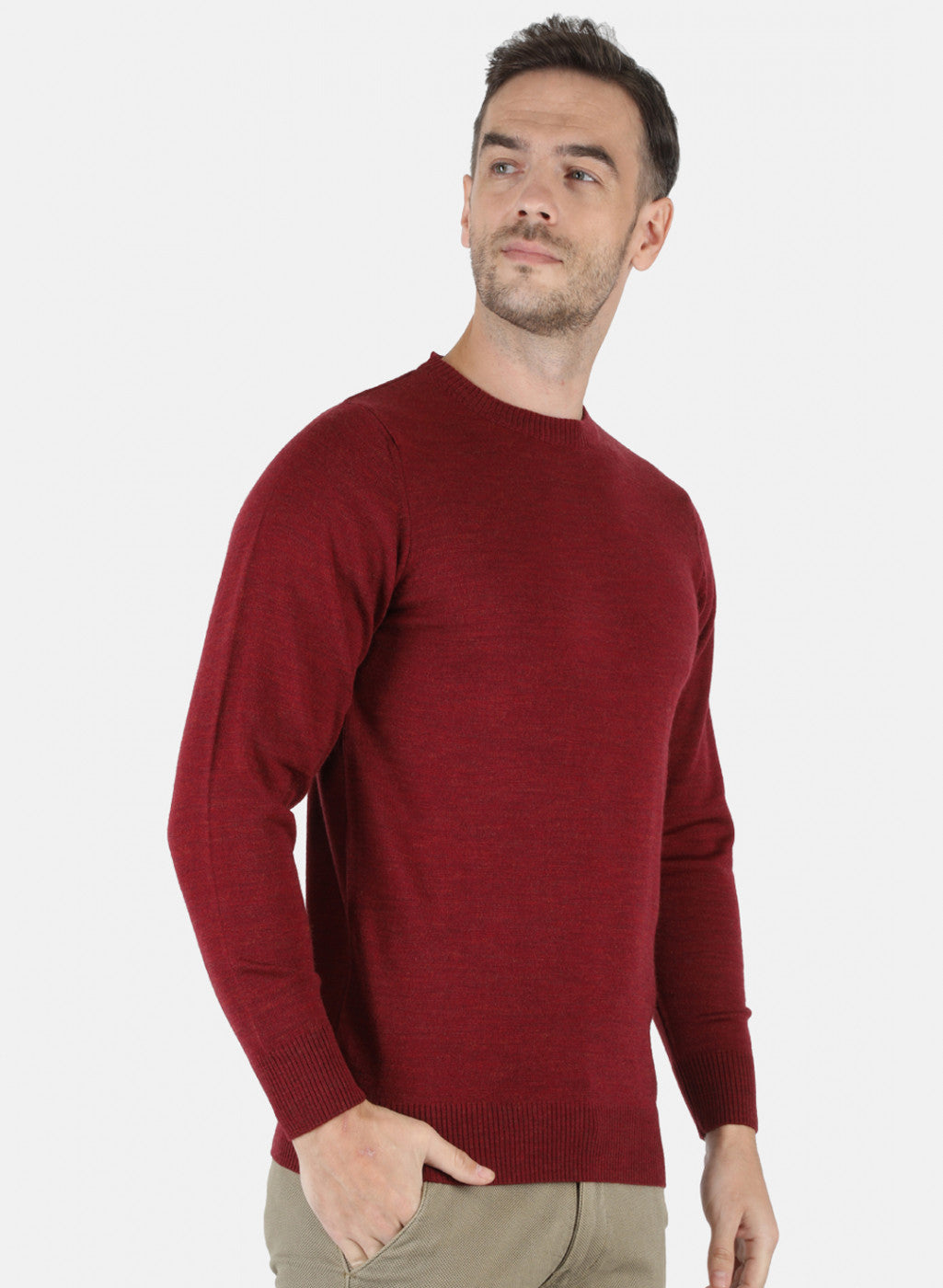 Men Maroon Solid Pullover