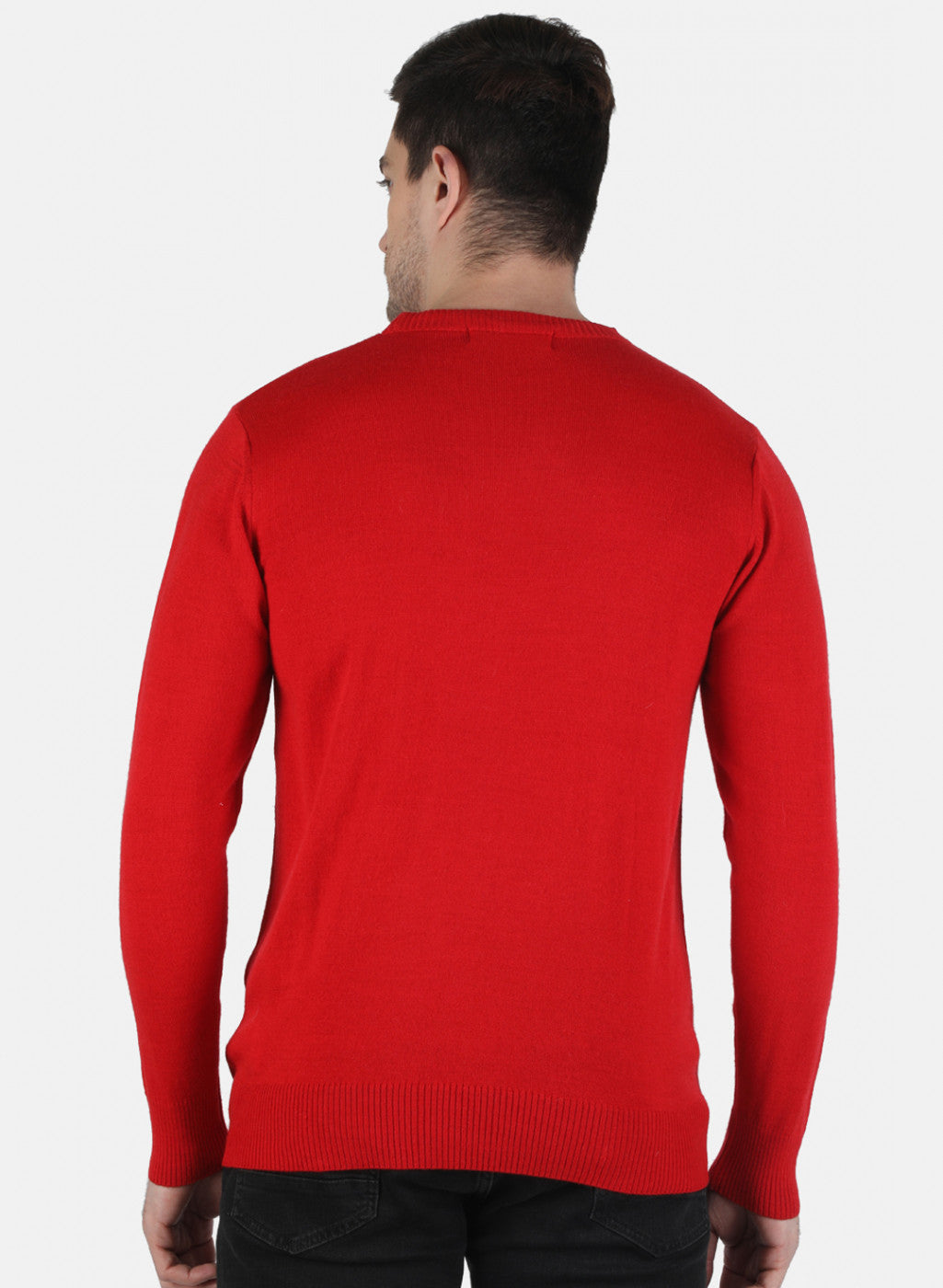 Men Red Solid Pullover