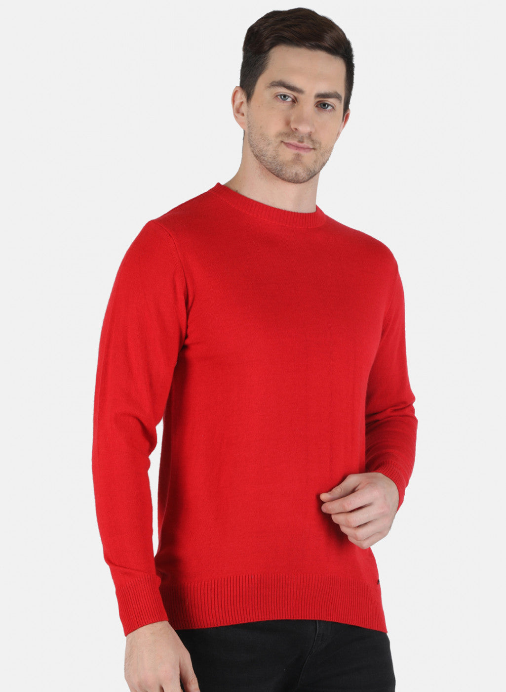 Men Red Solid Pullover